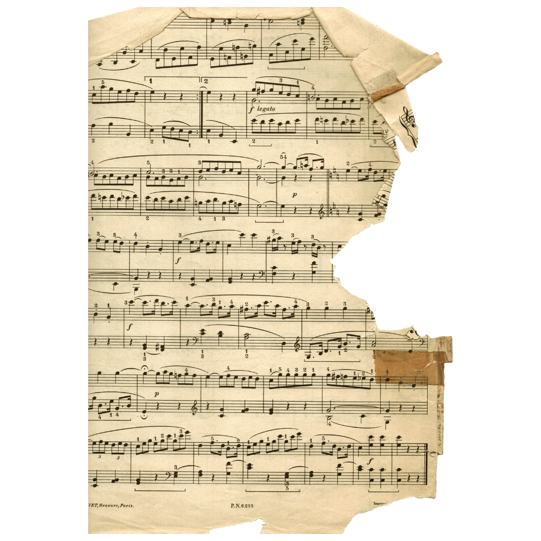 Romantic aged elegant piano sheet music