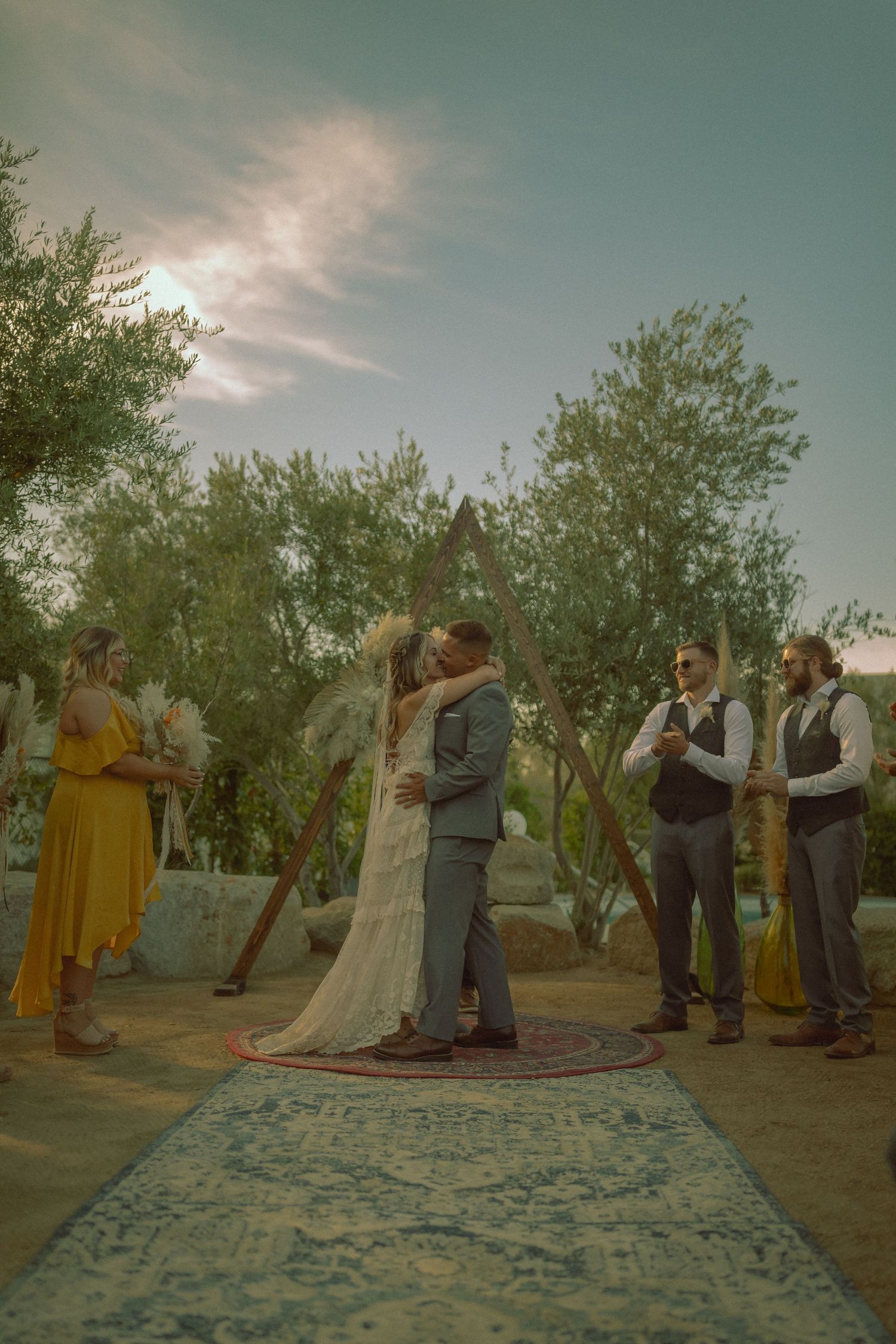 Palm Springs Wedding photography at the ACE Hotel. Wedding Ceremony by the hotel pool during summer.