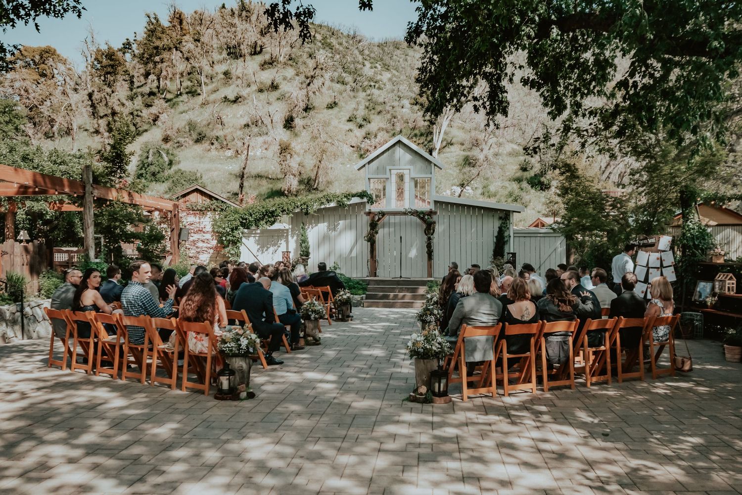 The homestead in Oak Glen summer wedding set up