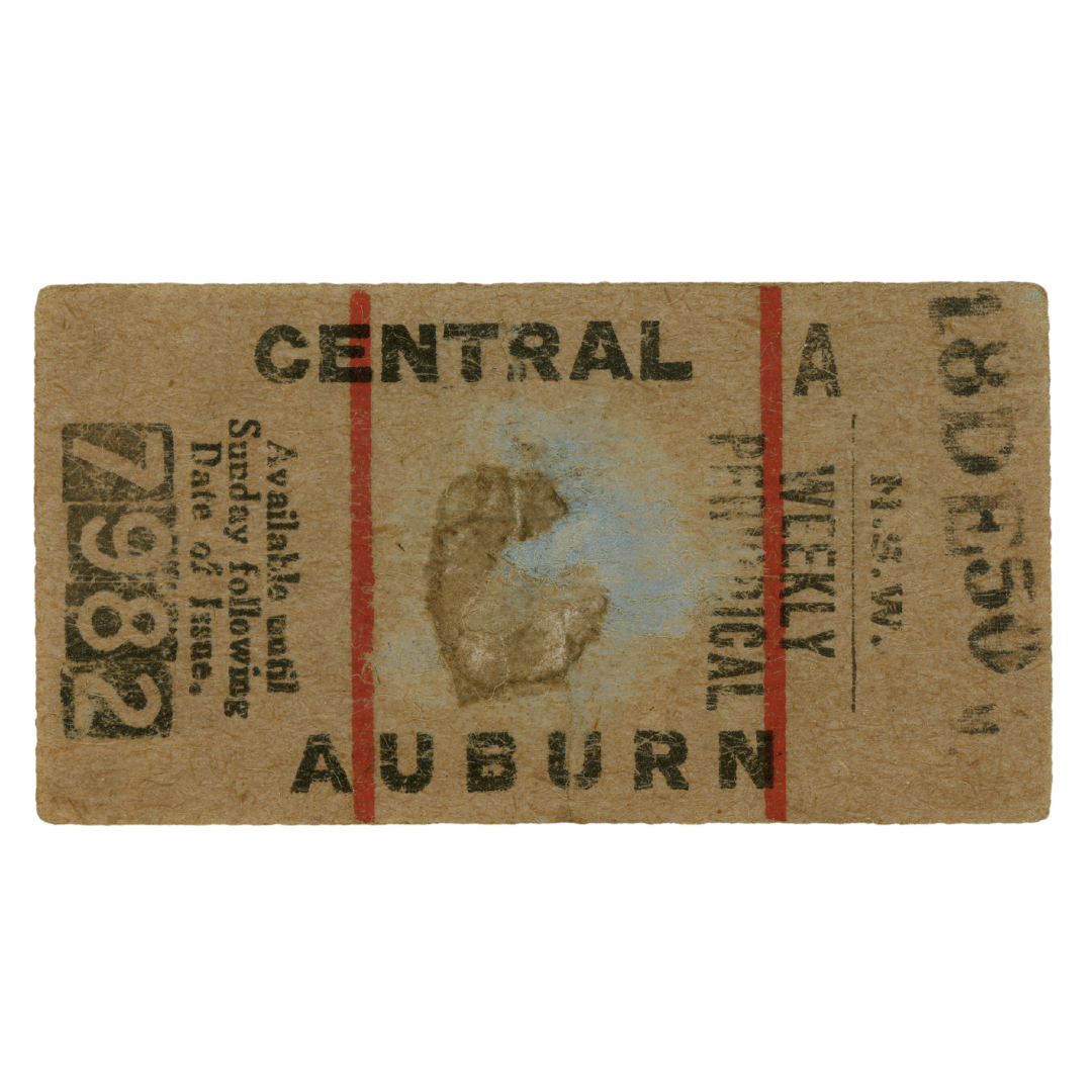 Old weathered ticket stub for admission to the California coast, where the engagement photoshoot was held.