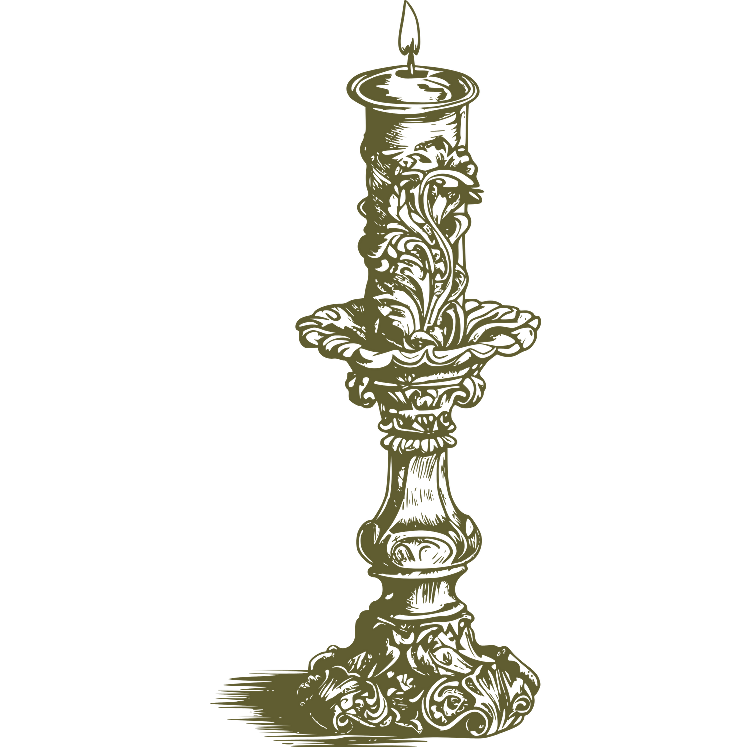 Vintage brass candlestick holder with ornate baroque design to show the vintage style of photography