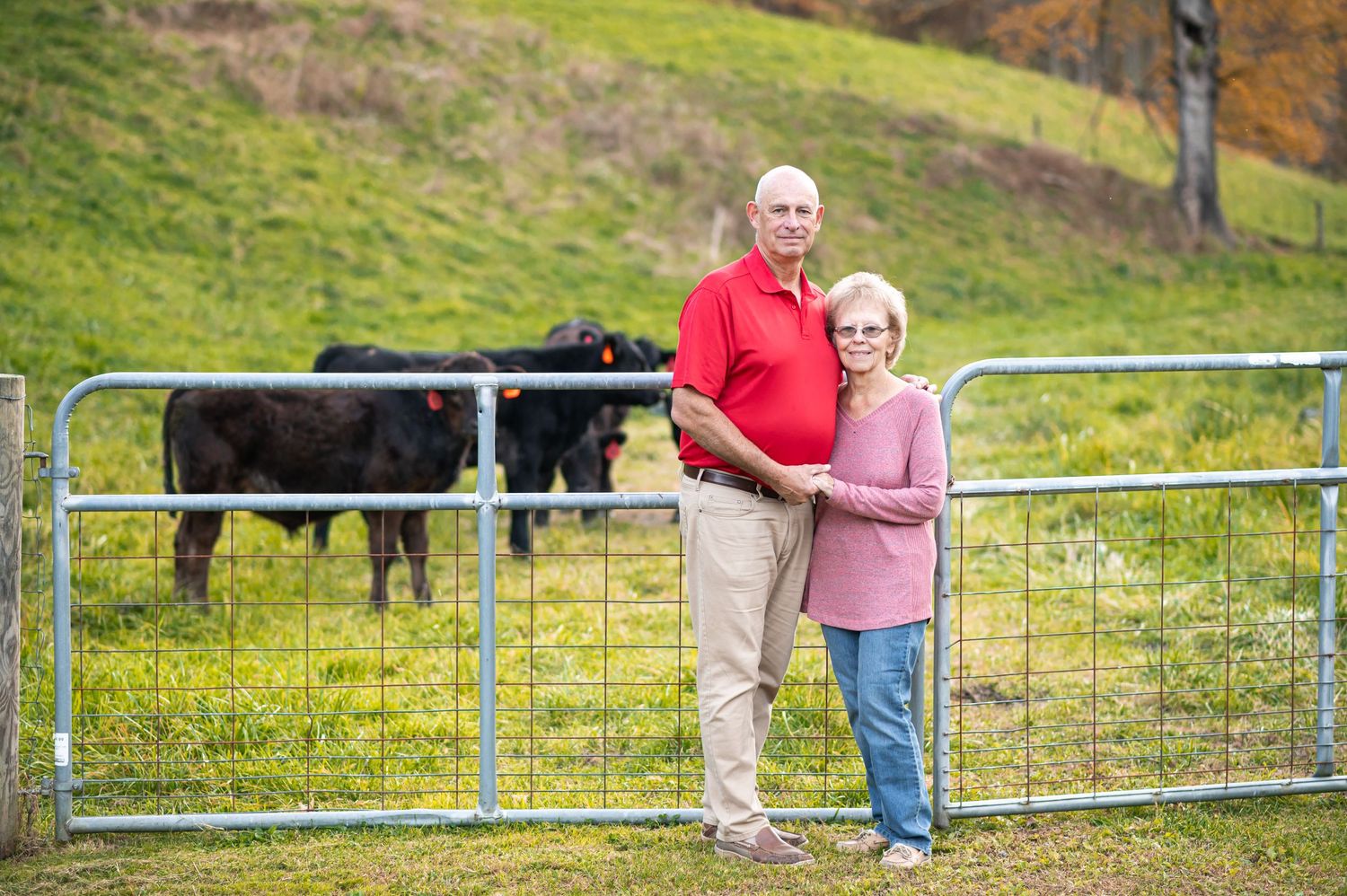 Kent Leonhardt, Agricultural Commissioner of West Virginia, poses with his wife for a portrait at their home near Morgantown, WV