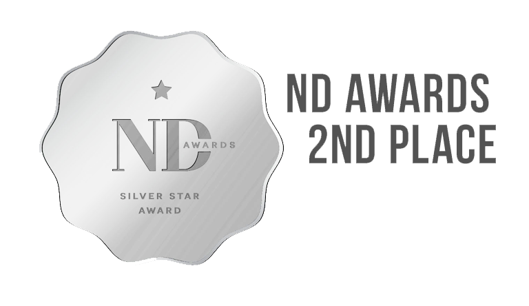 Silver star-shaped ND Awards second place achievement badge.