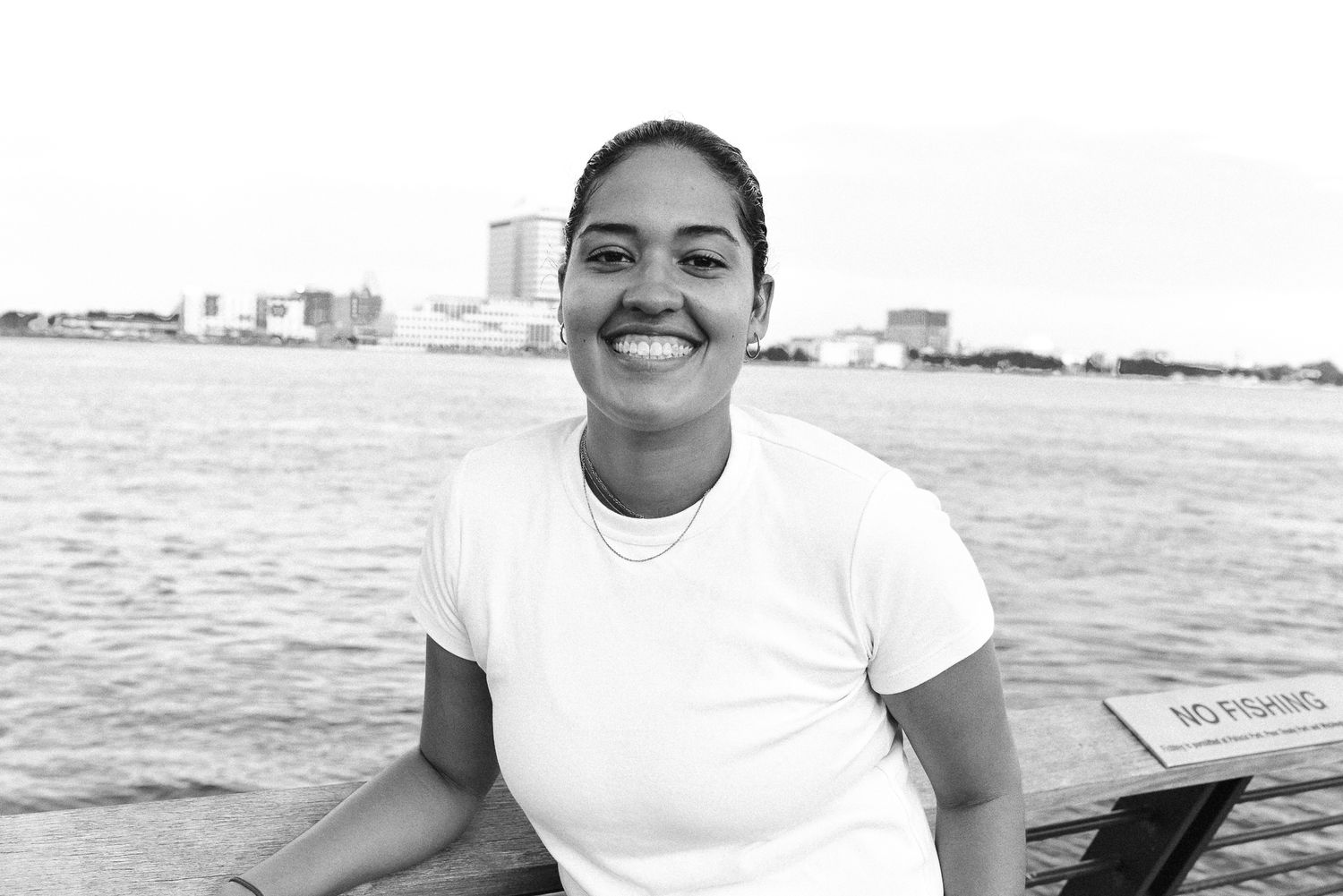 white shirt by water