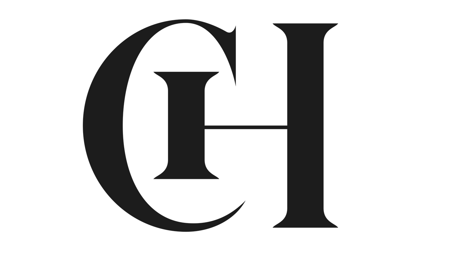 Black CH monogram logo design on dark background.