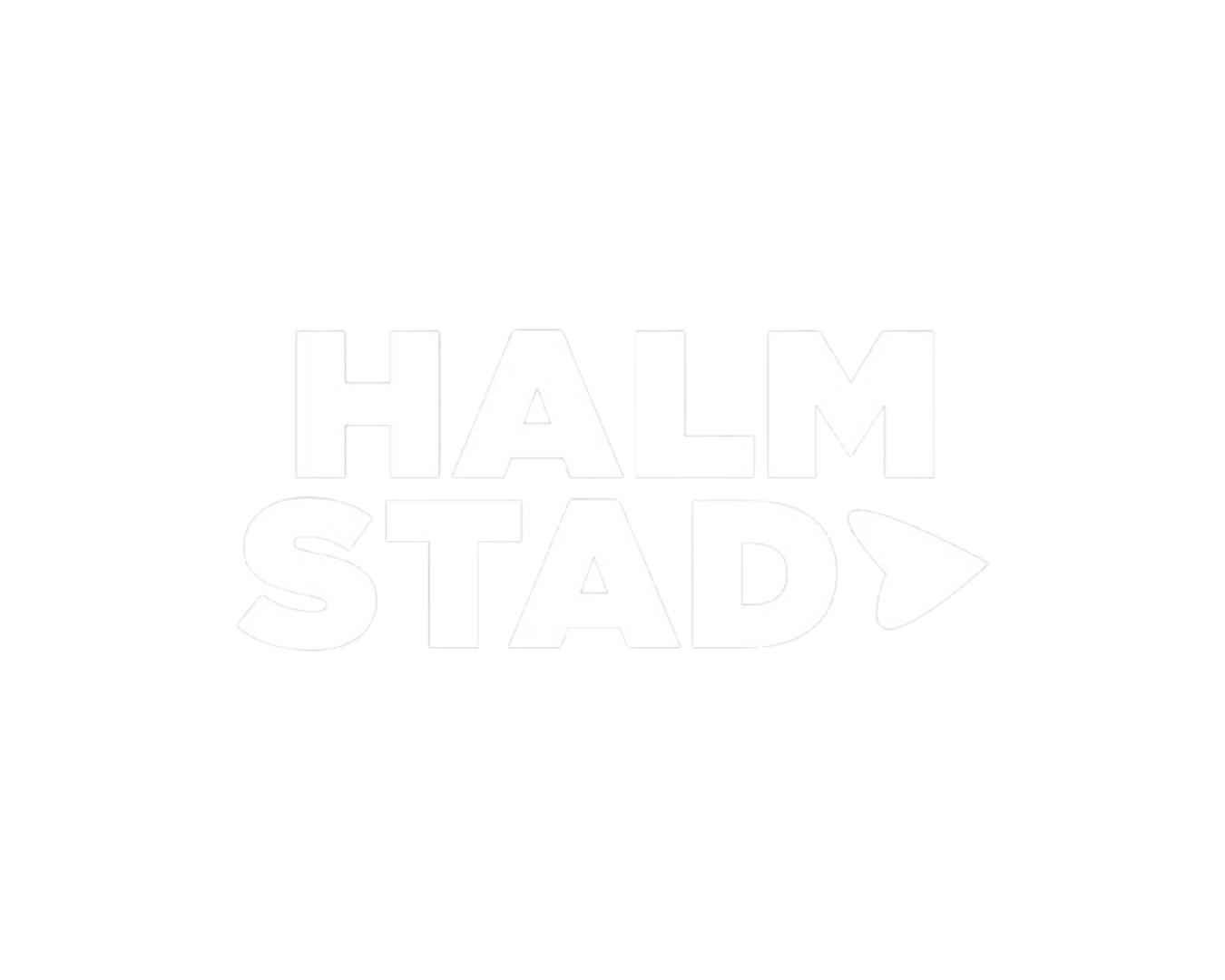 A white stylized Halmstad logo on a black background with a play button triangle symbol.