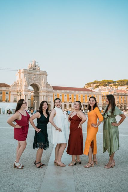 Wandersoul Stories Bachelorette Party Photos - bride with friends in lisbon city center