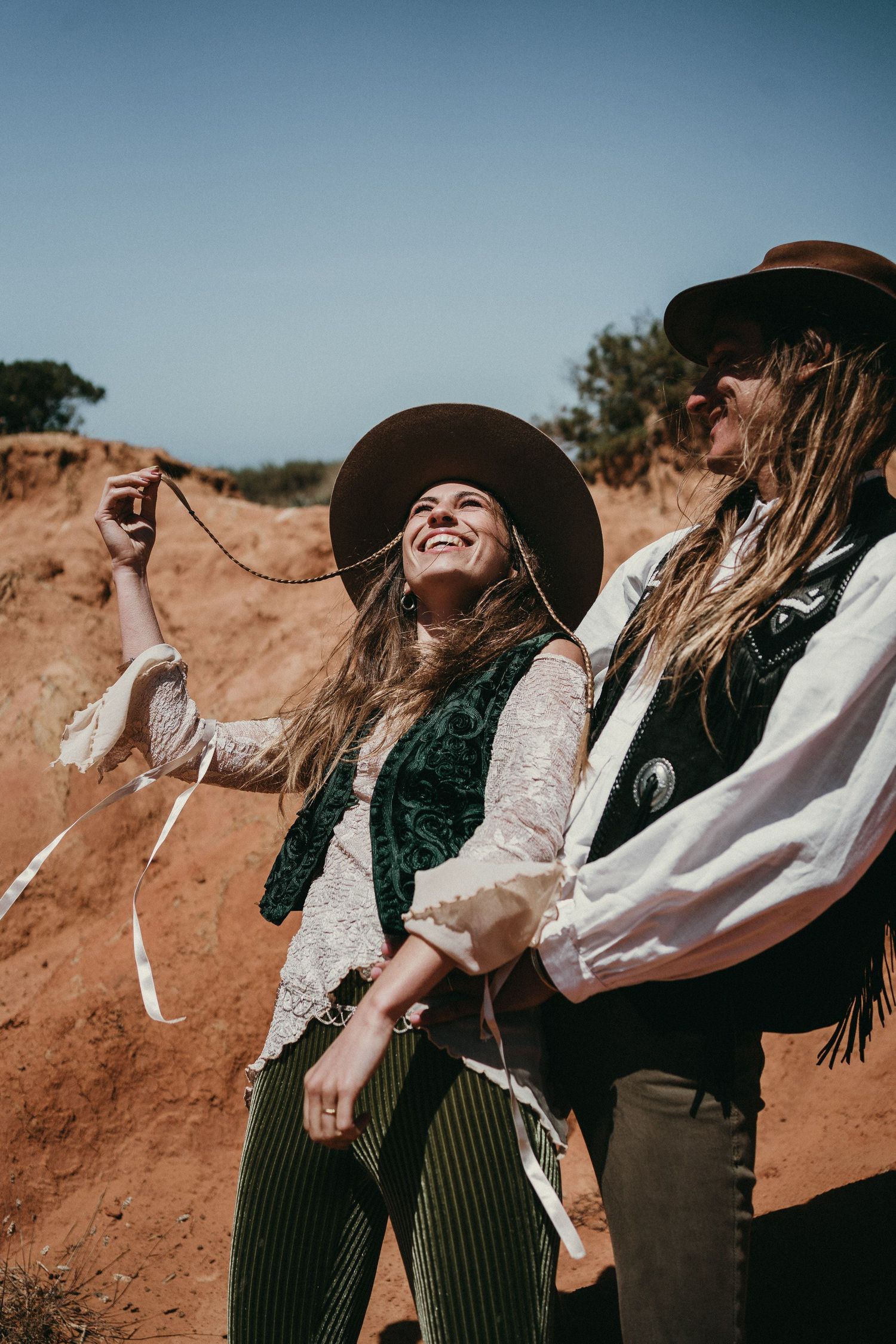 Wandersoul Stories Elopements and Destination Weddings Portugal - Wedding in the desert - couple laughing