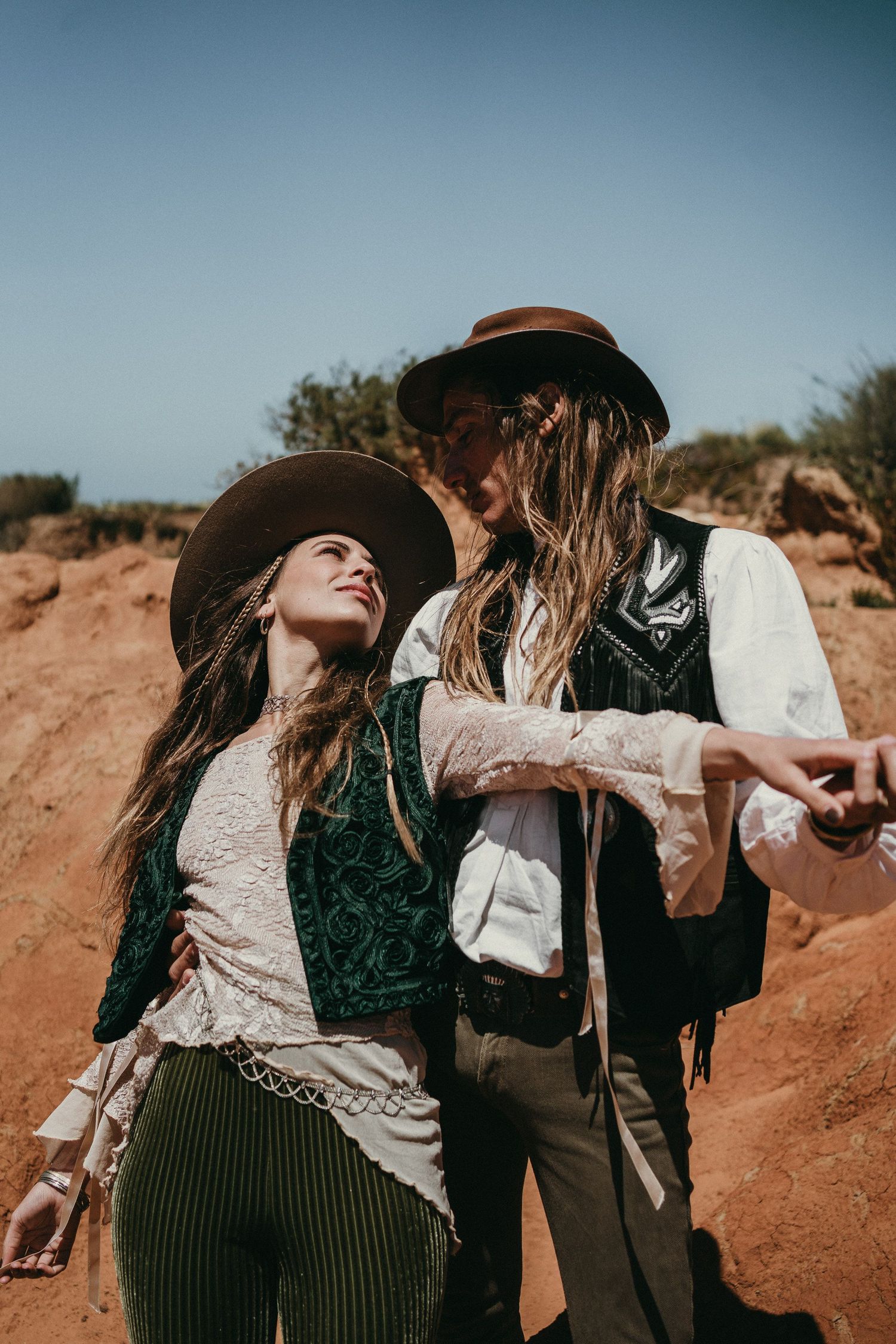 Wandersoul Stories Elopements and Destination Weddings Portugal - Wedding in the desert - couple looking at each other