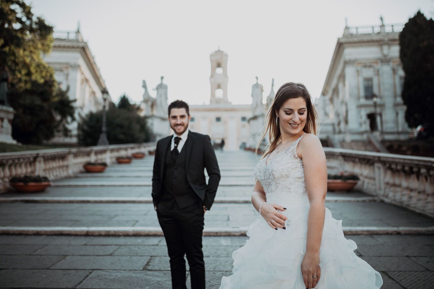 Wandersoul Stories Elopements and Destination Weddings Portugal - Wedding in Rome - Couple in stairs