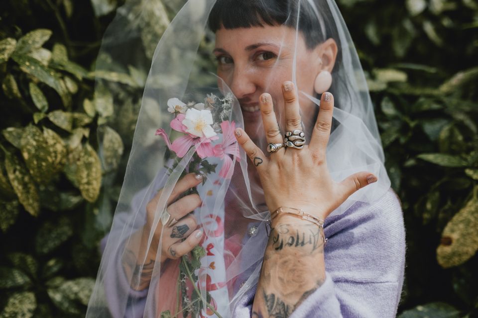 Wandersoul Stories Bachelorette Party Photos - bride with veil and flowers