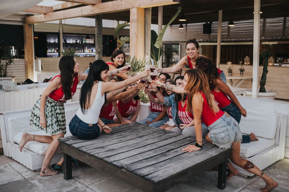 Wandersoul Stories Bachelorette Party Photos - bride with friends at the beach - bride squad celebrating