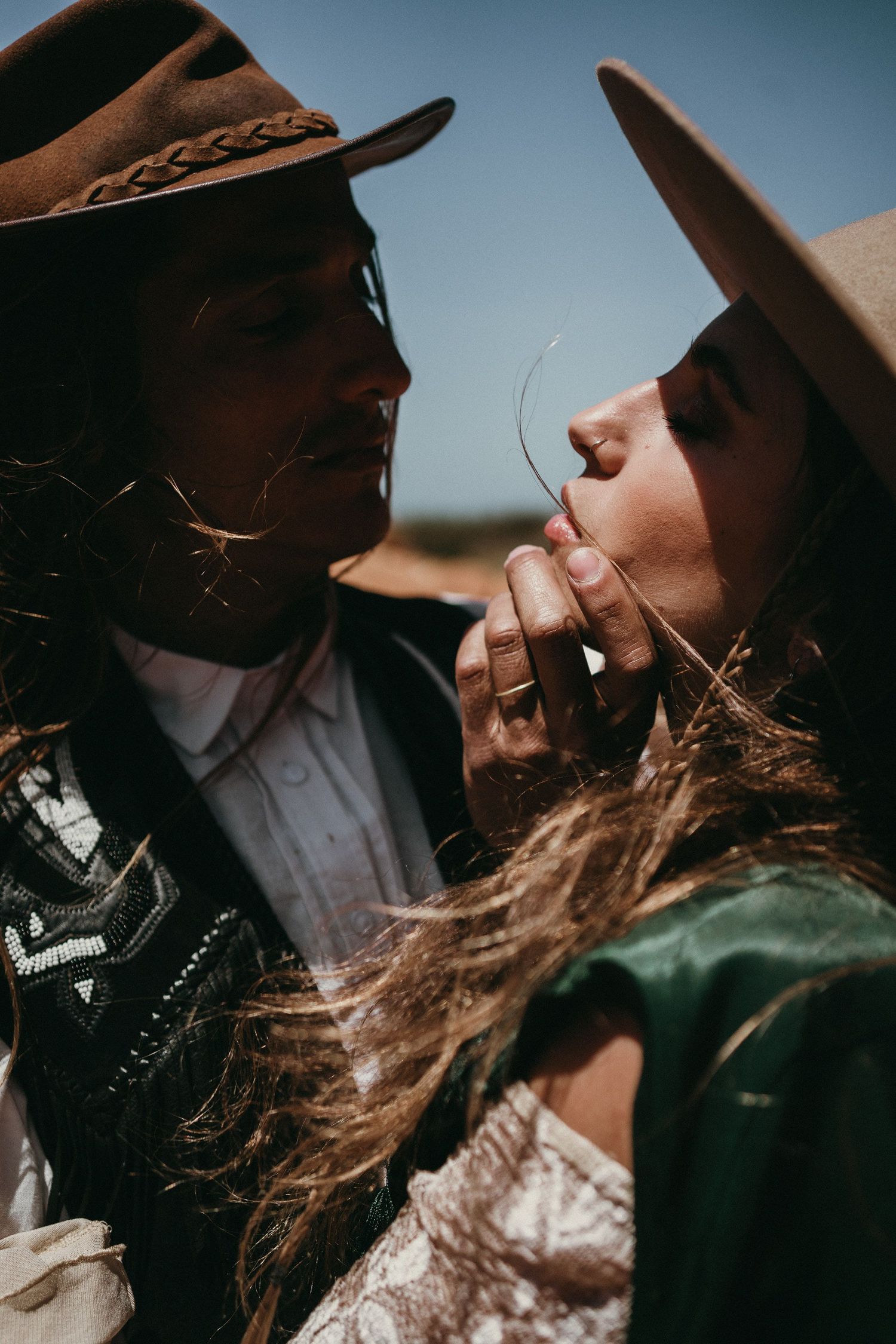 Wandersoul Stories Elopements and Destination Weddings Portugal - Wedding in the desert - woman to be kissed