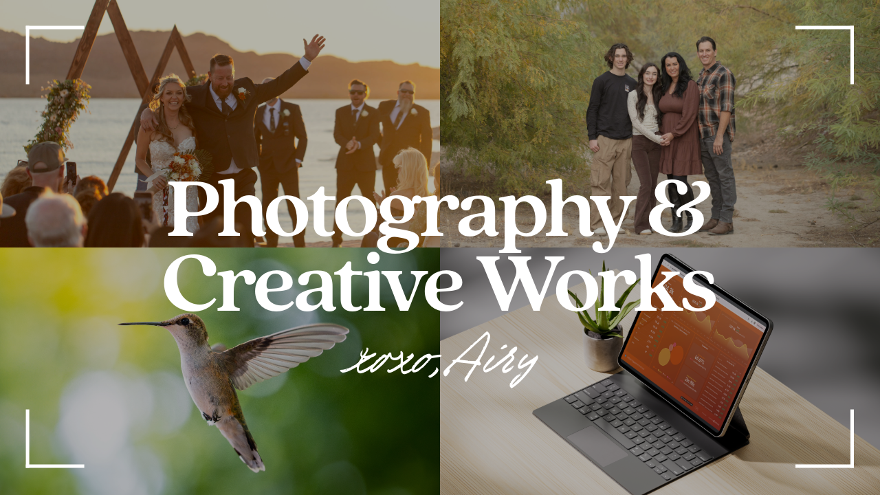 Collage showcasing wedding and portrait photography services and creative marketing solutions in Lake Havasu City Arizona and Beyond.