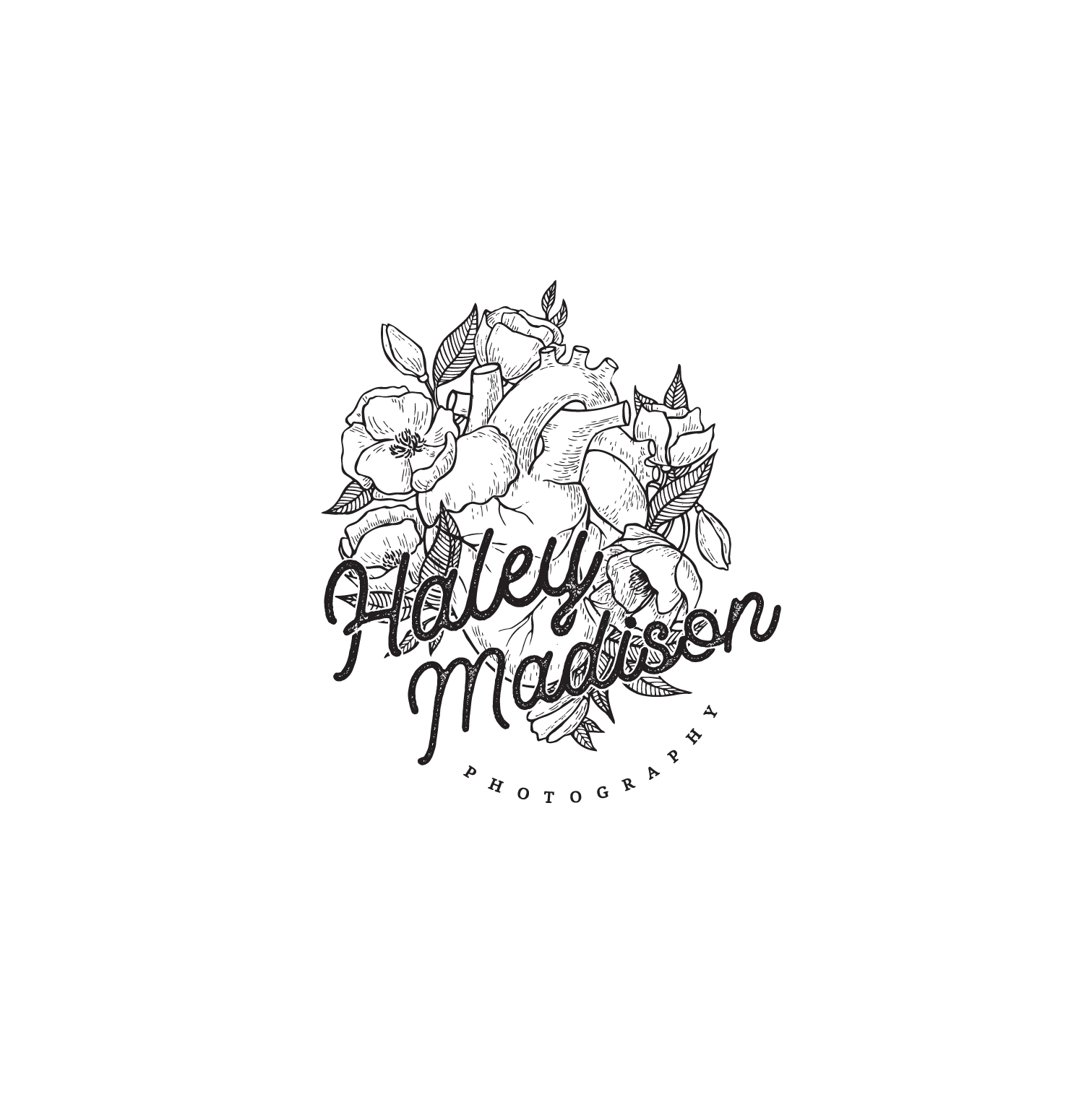 A dark monochrome logo design with ornate botanical elements.
Georgia-based wedding and elopement photographer traveling throughout the Eas