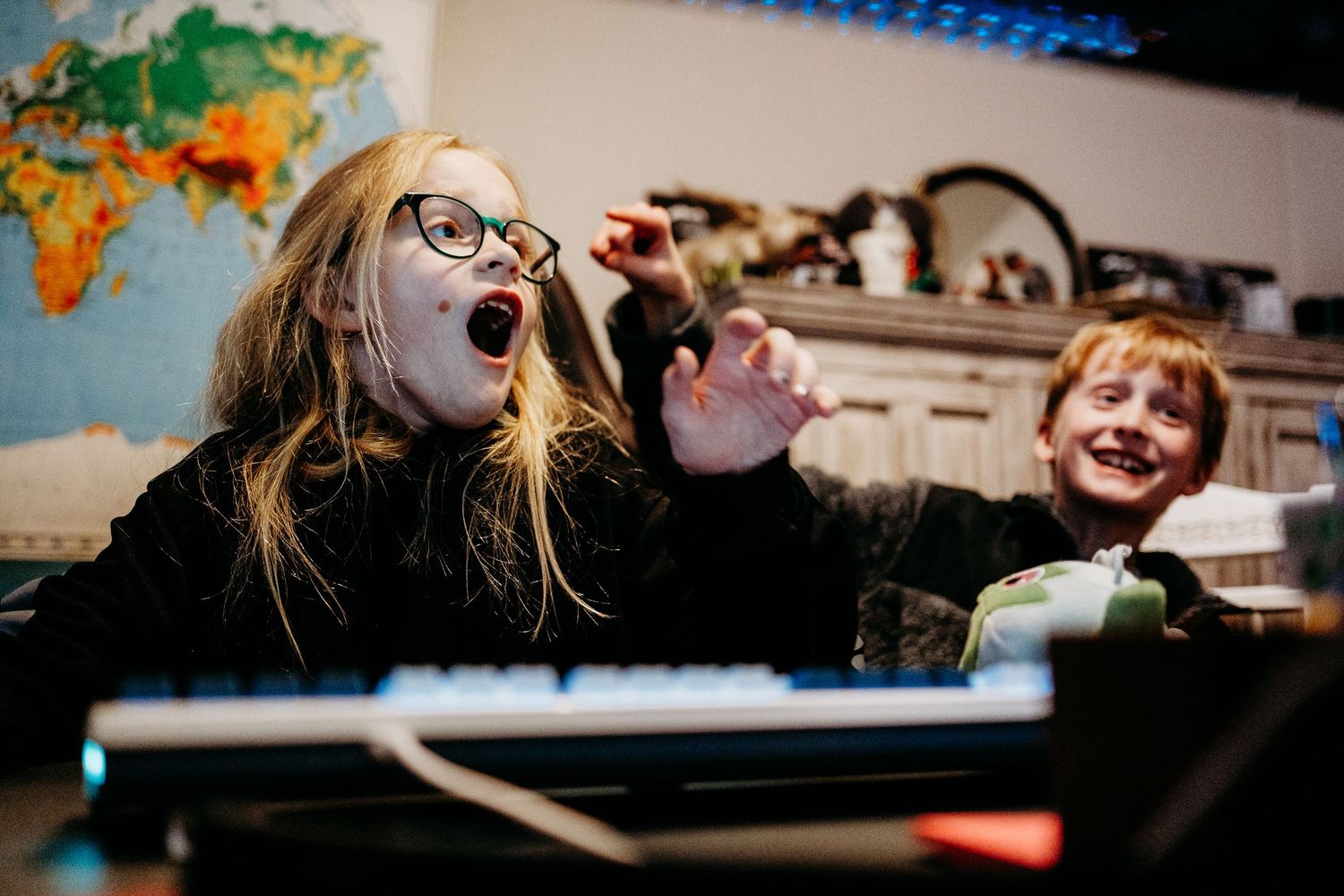 Denver photographer project 365 two kids in home office.
