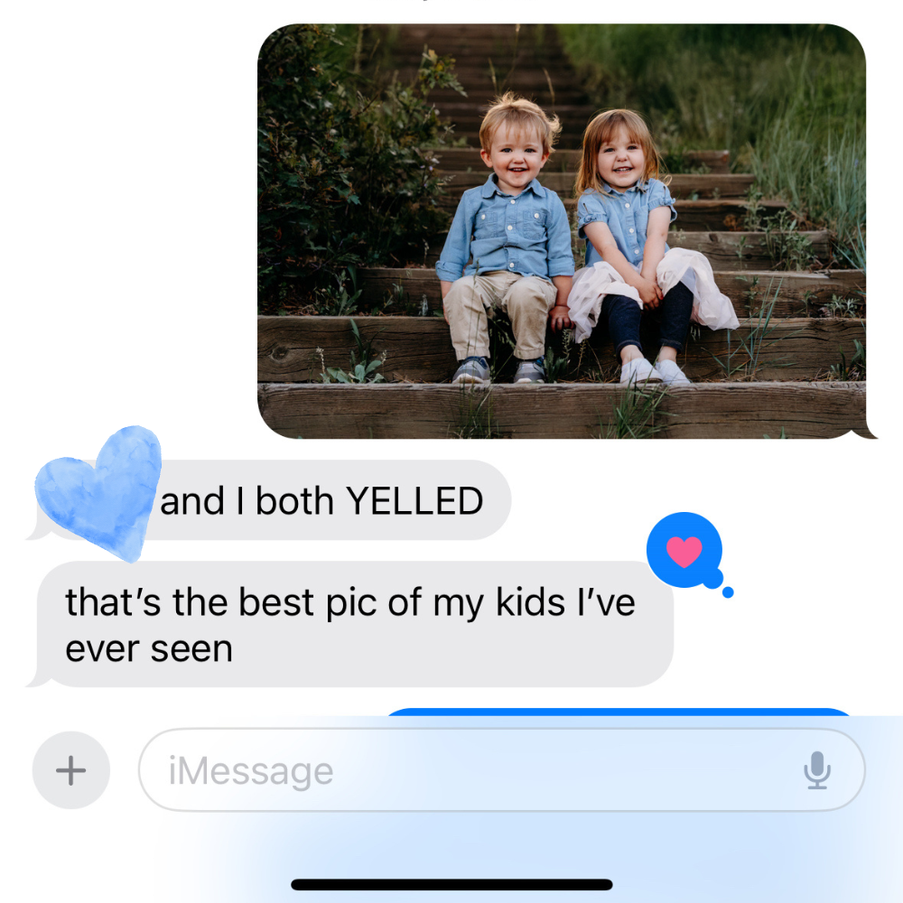 Testimonial text message of picture and