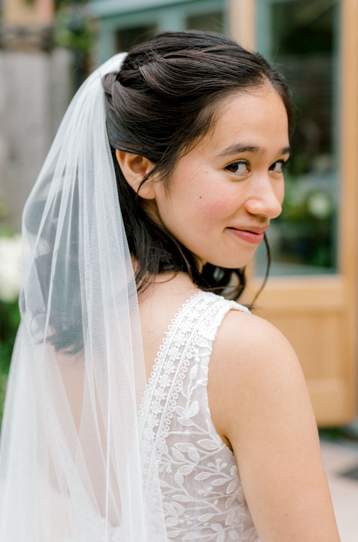 Elegant and soft bridal portrait with veil - London wedding photography