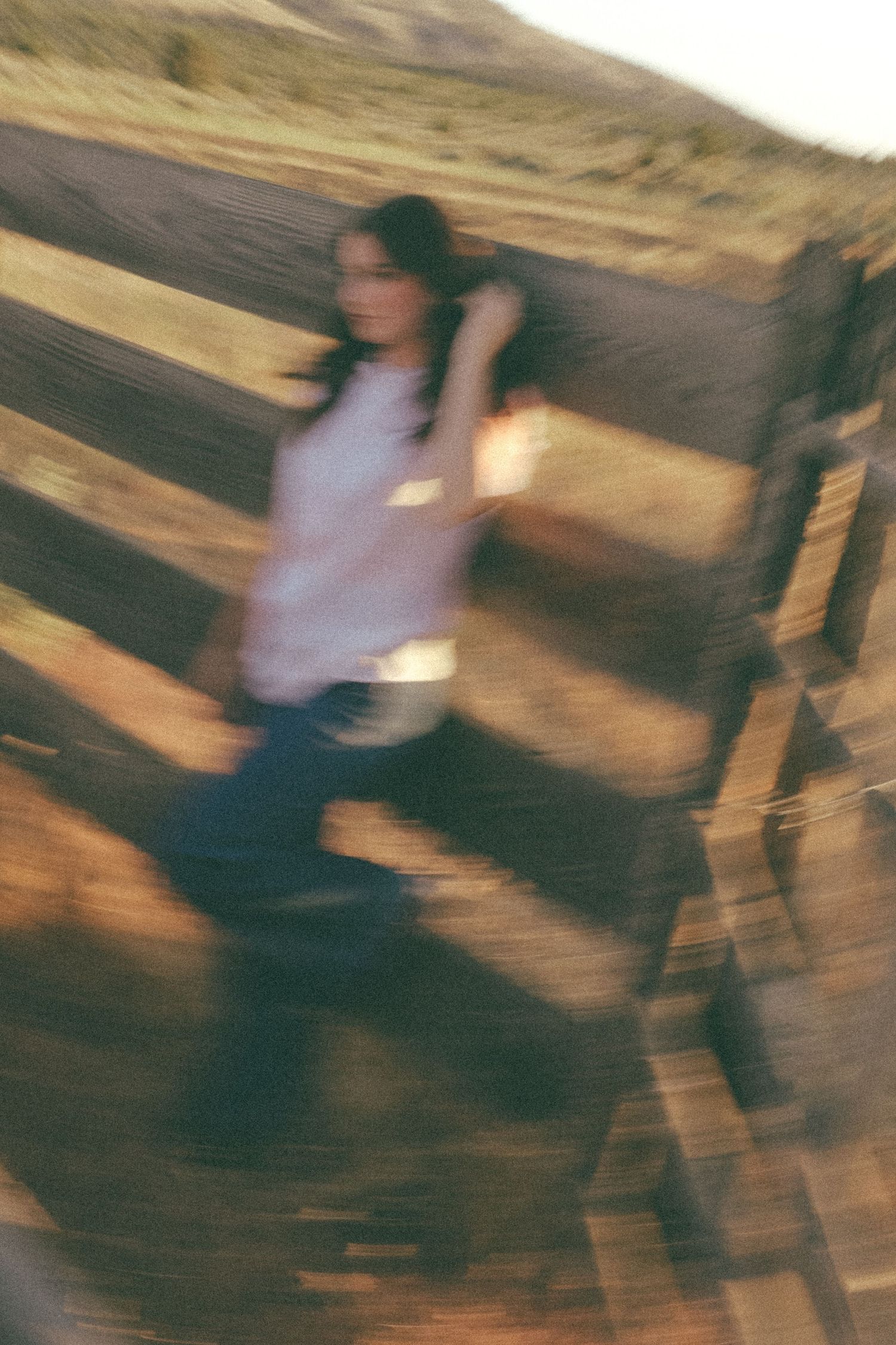 Motion-blurred photos captured in sequence showing spinning movement at sunset.