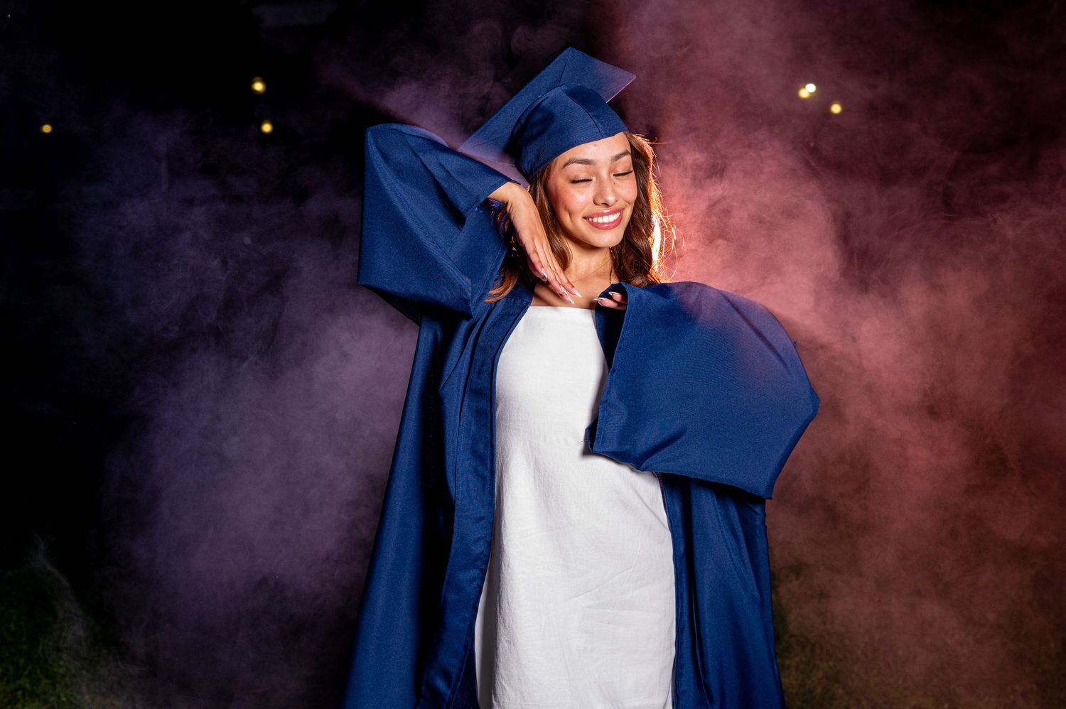 High school senior graduation portrait in cap and gown by The Padillas Sacramento senior photographers.