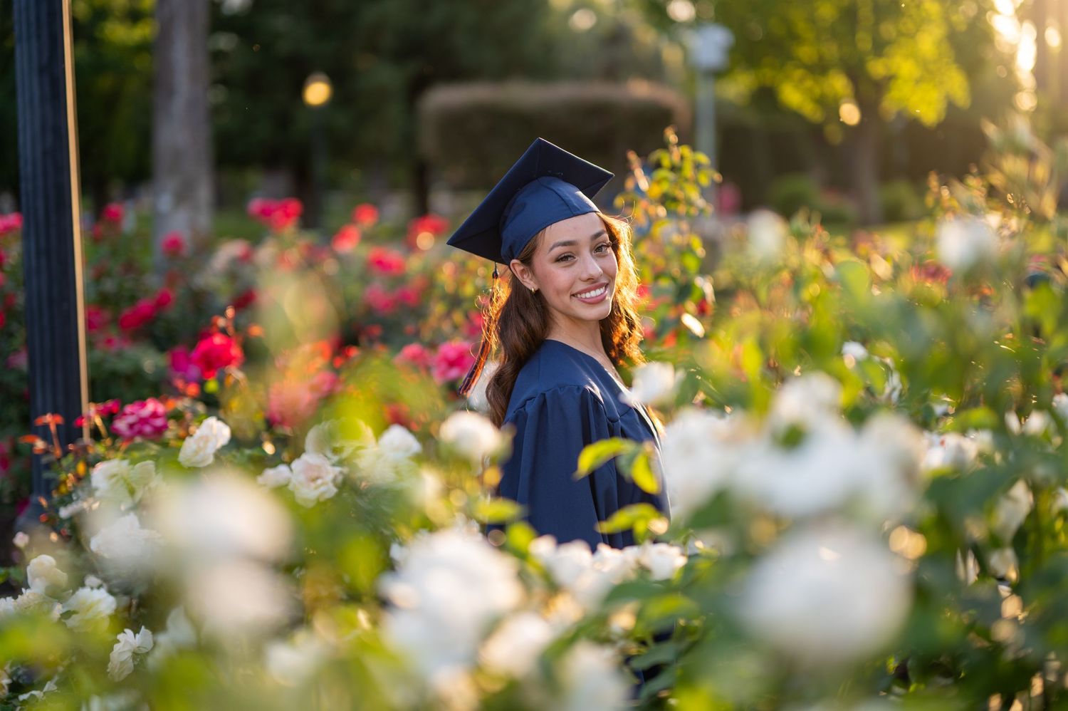 High school senior graduation portrait in cap and gown by The Padillas Sacramento senior photographers.