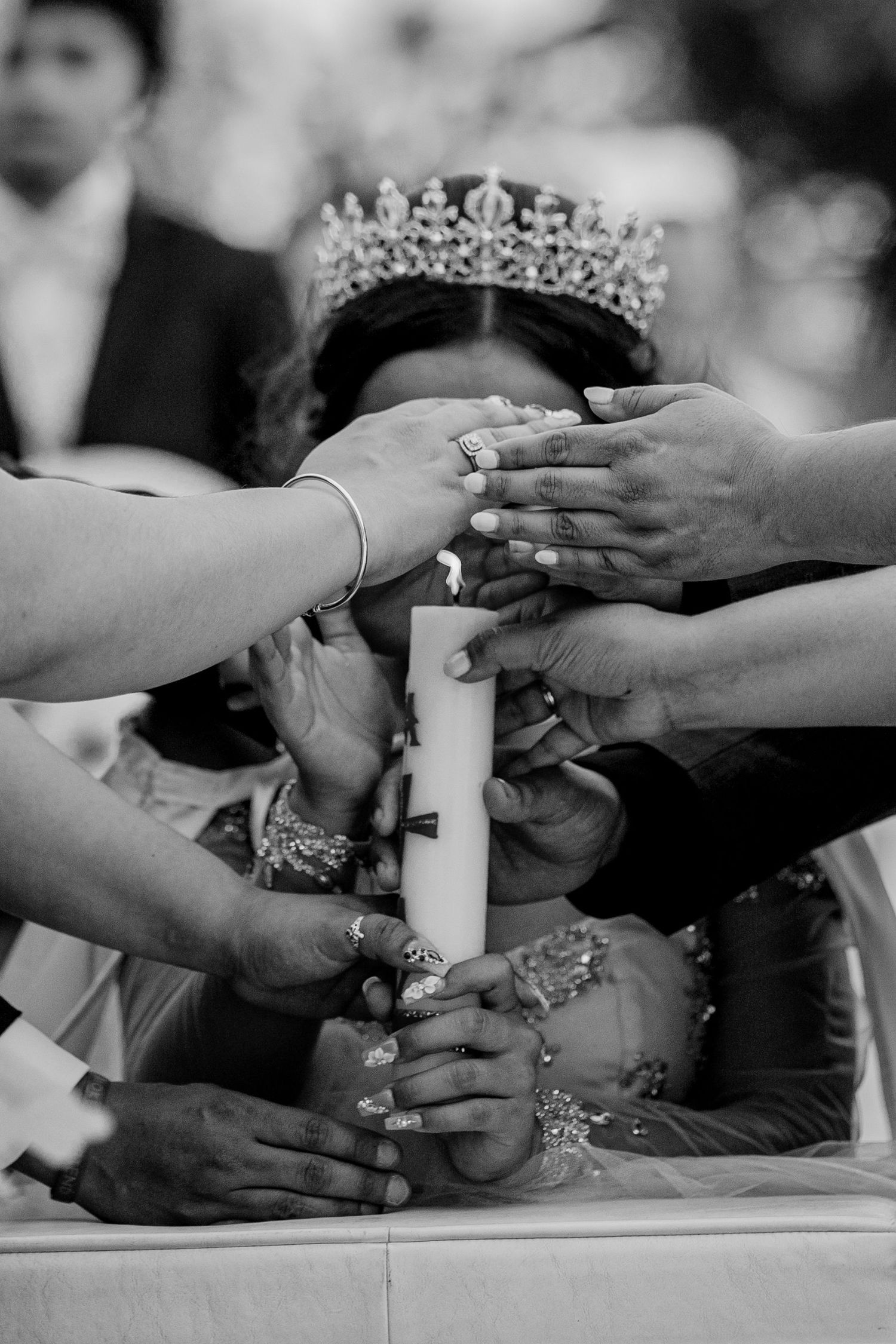 Candle ceremony close-up, quinceañera traditions captured by The Padillas, documentary Sacramento quince photography.