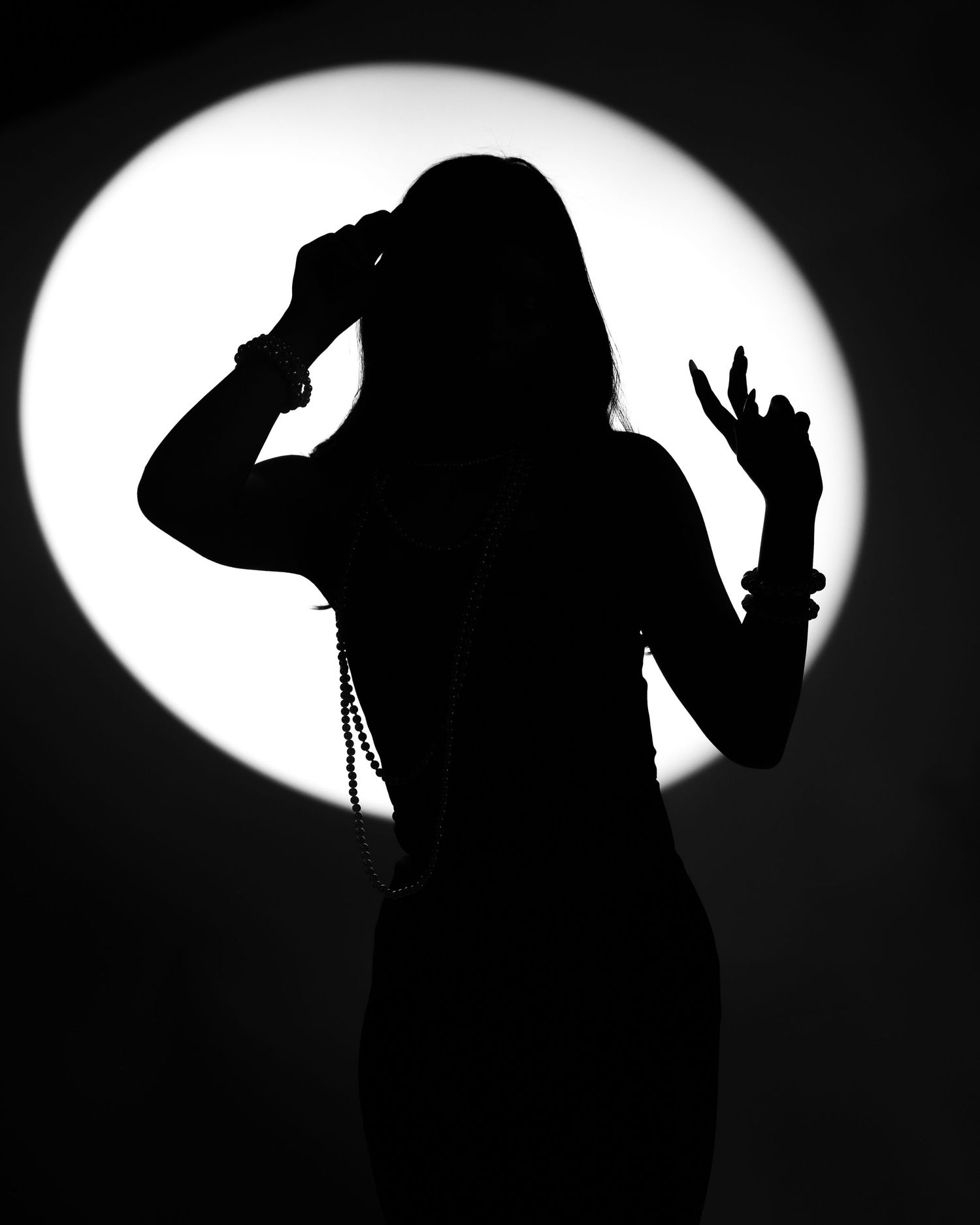 Fashion quinceañera silhouette photo with pearls and hat, San Francisco pre-event studio session