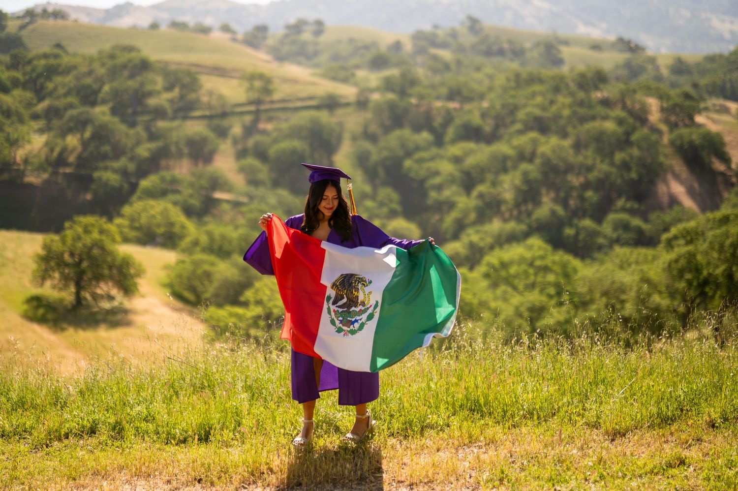 High school senior graduation portrait in cap and gown by The Padillas Sacramento senior photographers.