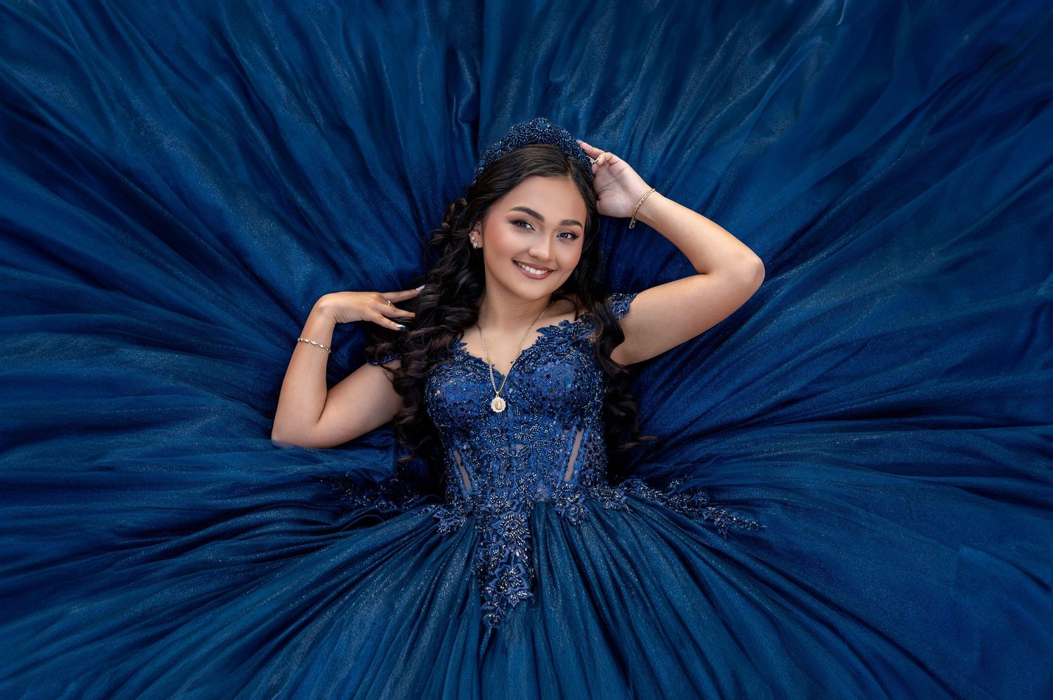 Quince pre-shoot in blue dress, editorial portraits by The Padillas, Sacramento & San Francisco quinceañera photography.