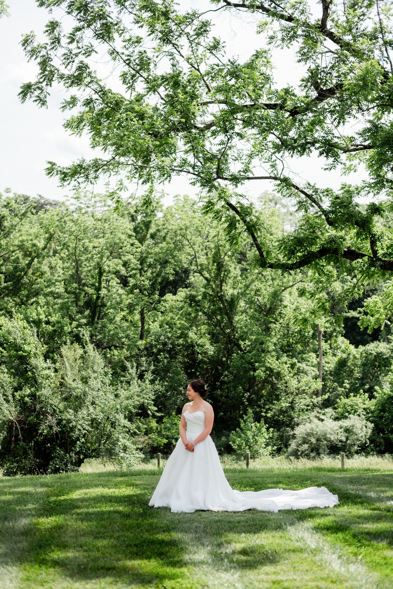 the bride standing far off in the distance