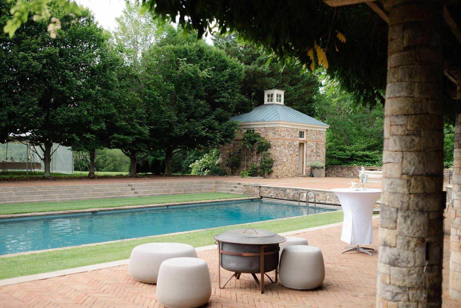 The pool area at Chancellors Rock Farm