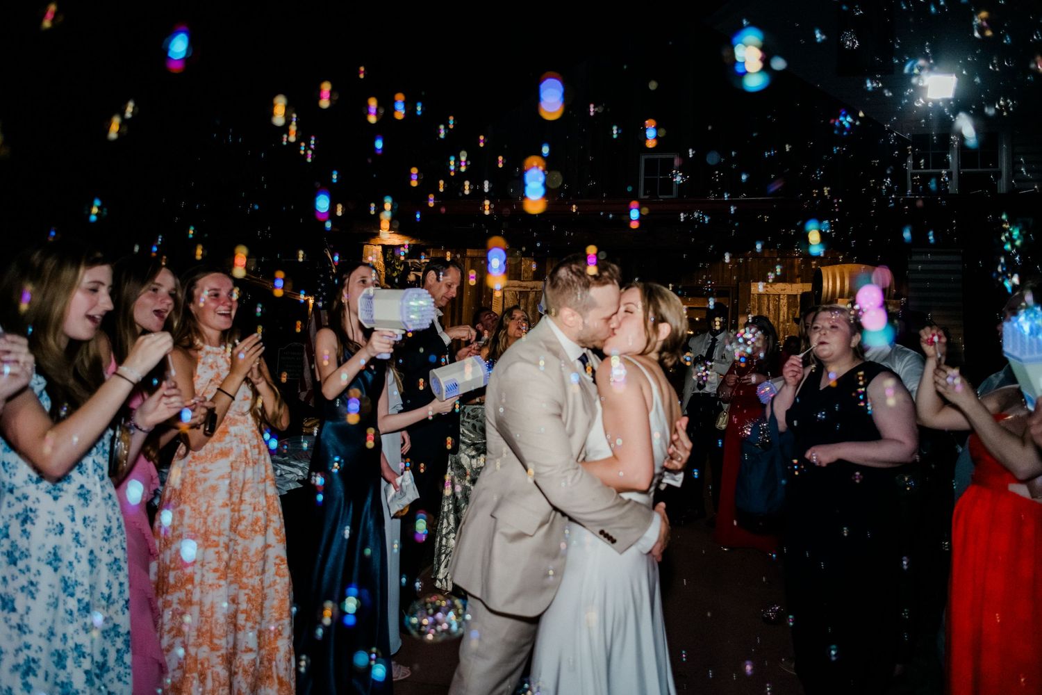 bride-groom-bubble-exit-Bull-Run-Winery