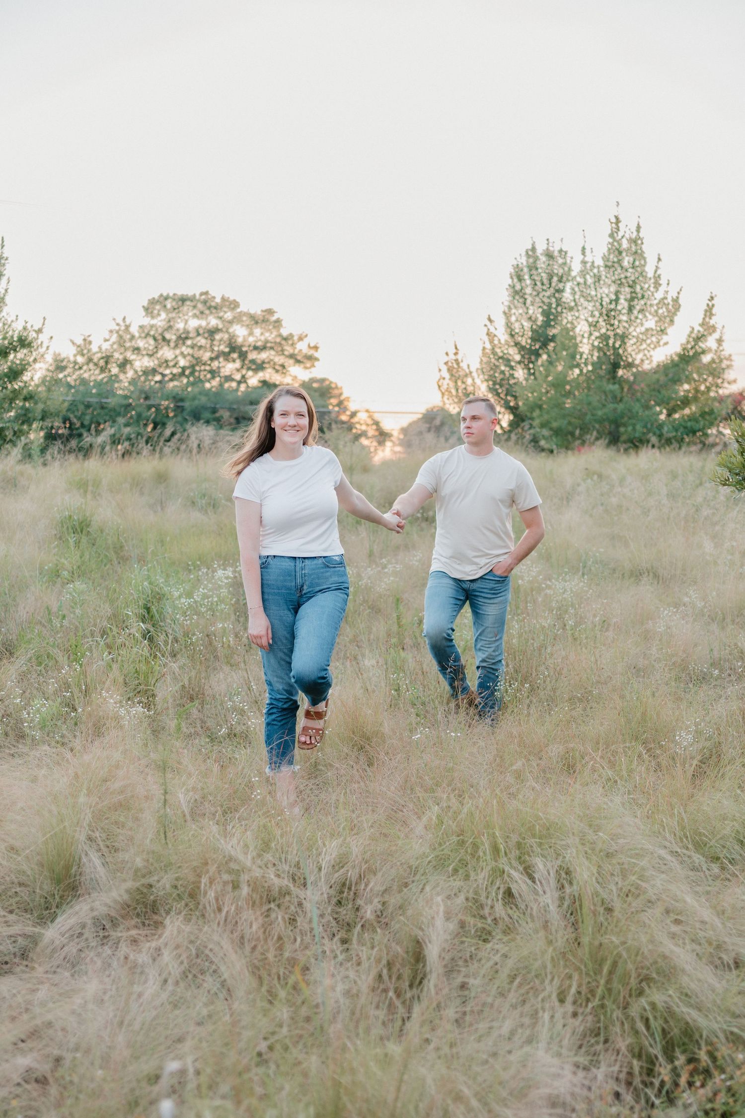 Couple at NC Museum of Art for engagement session near Fayetteville NC