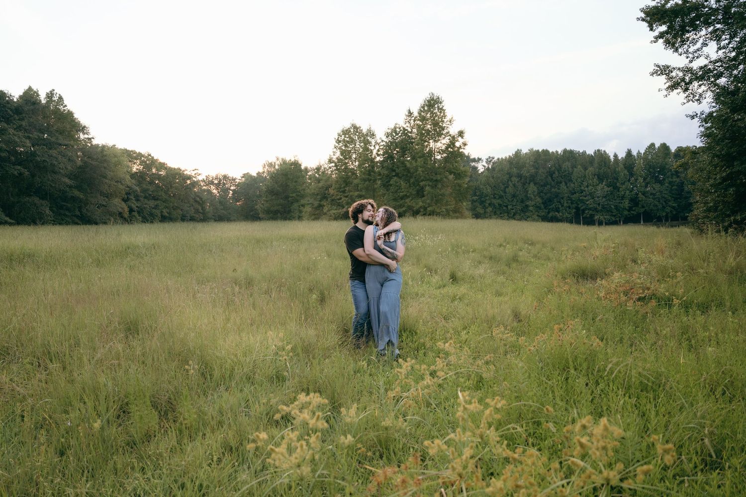 Couple at Philips Memorial Park for engagement session near Fayetteville NC