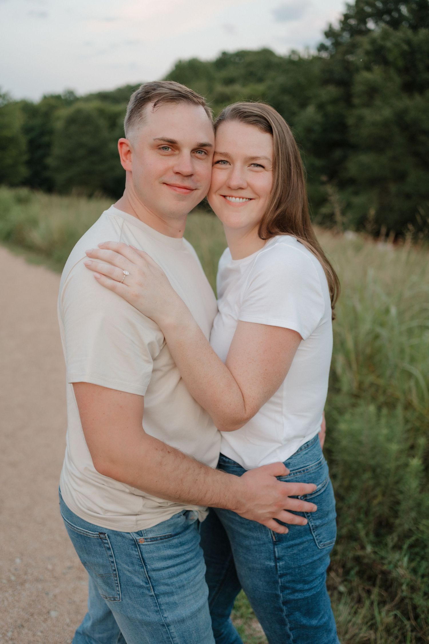 Couple at NC Museum of Art for engagement session near Fayetteville NC