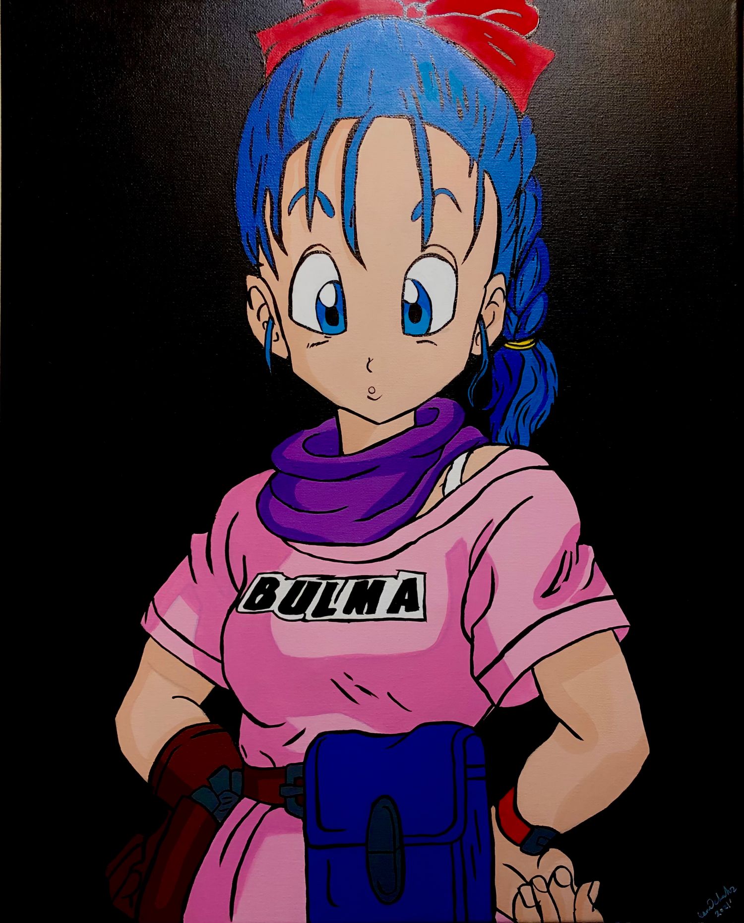 Hand painted Acrylic on canvas painting. Bulma.