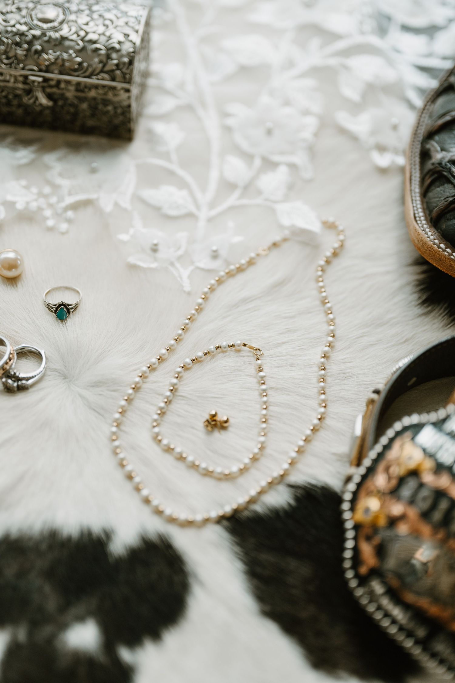 Western Wedding Bridal Details at a Intimate Wedding in Arkansas