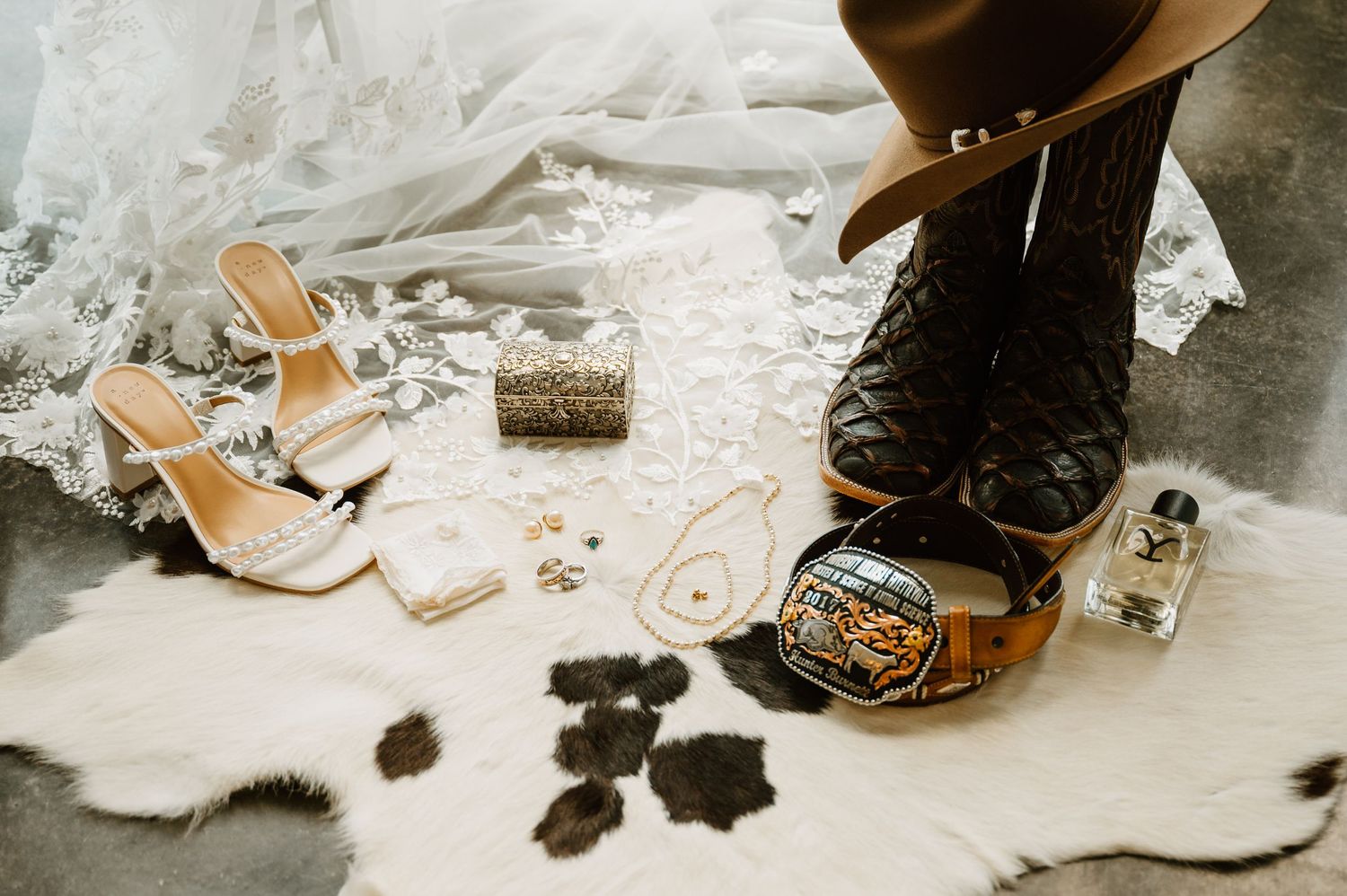 Western Wedding Bridal Details at a Intimate Wedding in Arkansas