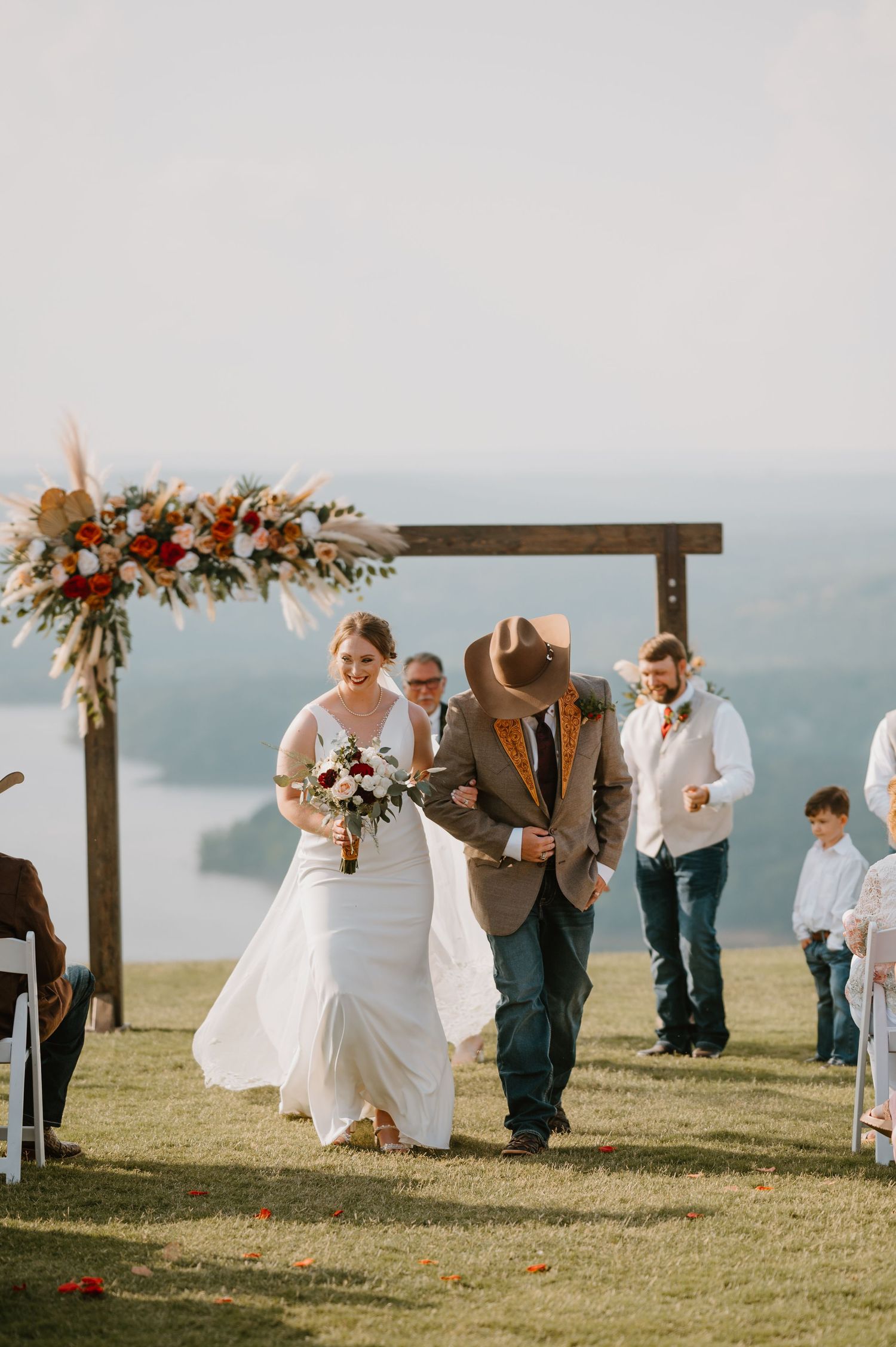 Intimate Wedding Ceremony at the Barn at Greers Ferry Wedding Venue Near a Lake in Arkansas
