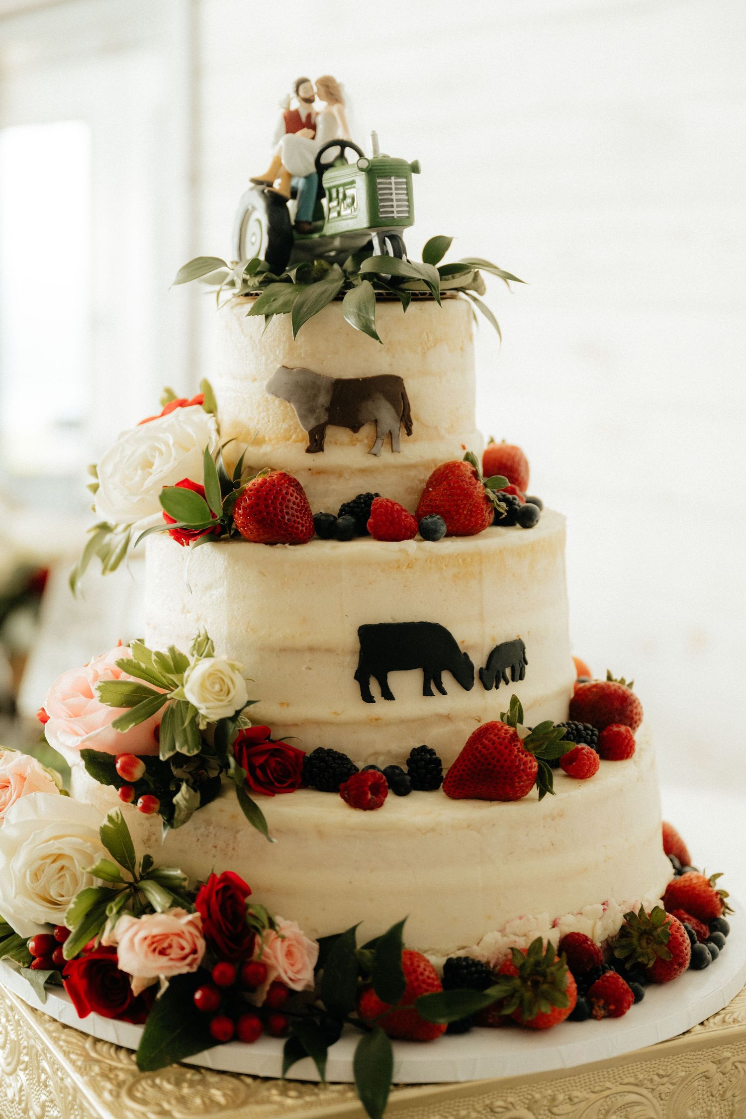 Western Wedding Bridal Details at a Intimate Wedding in Arkansas Farmer Tractor Cake Topper