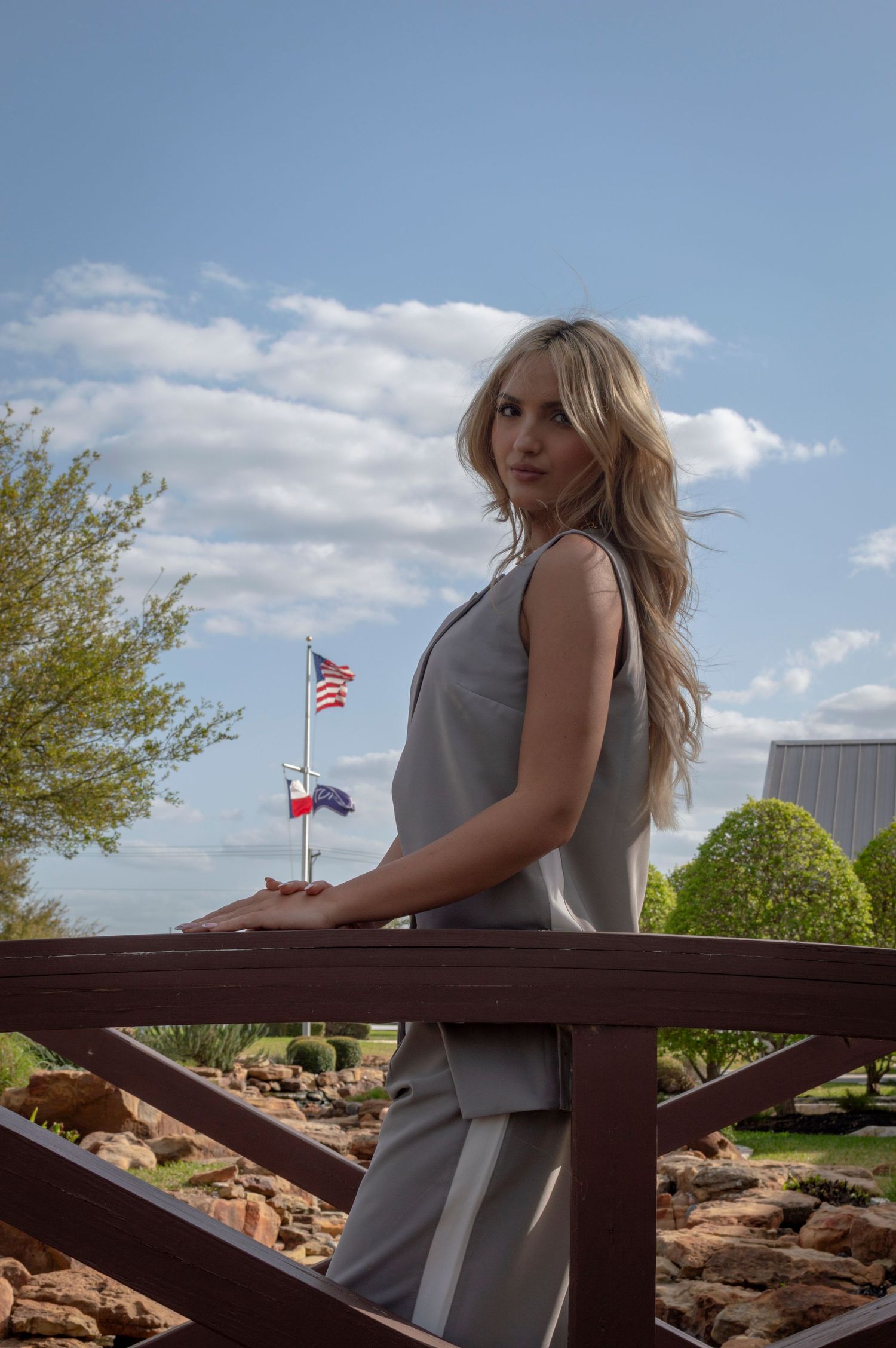 Fashion portrait shoot with female model and former Miss Teen Texas Bella Harvey in College Station, Texas