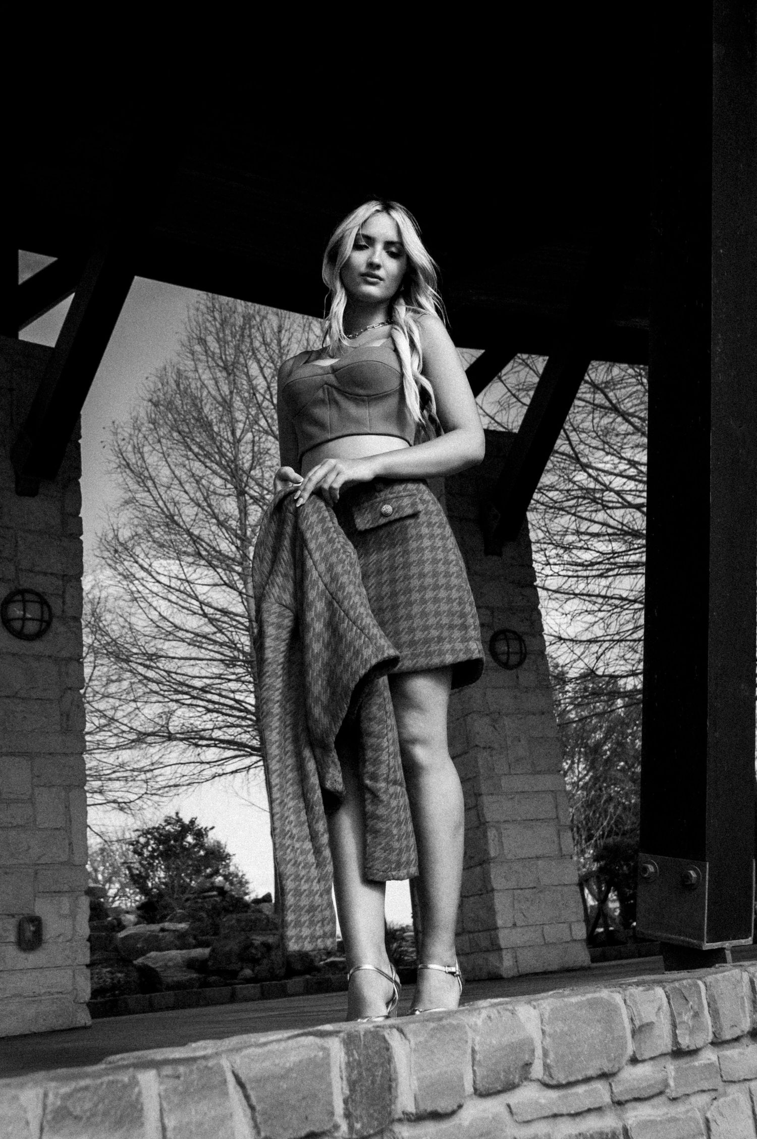 Black & White Fashion portrait shoot with female model and former Miss Teen Texas Bella Harvey in College Station, Texas