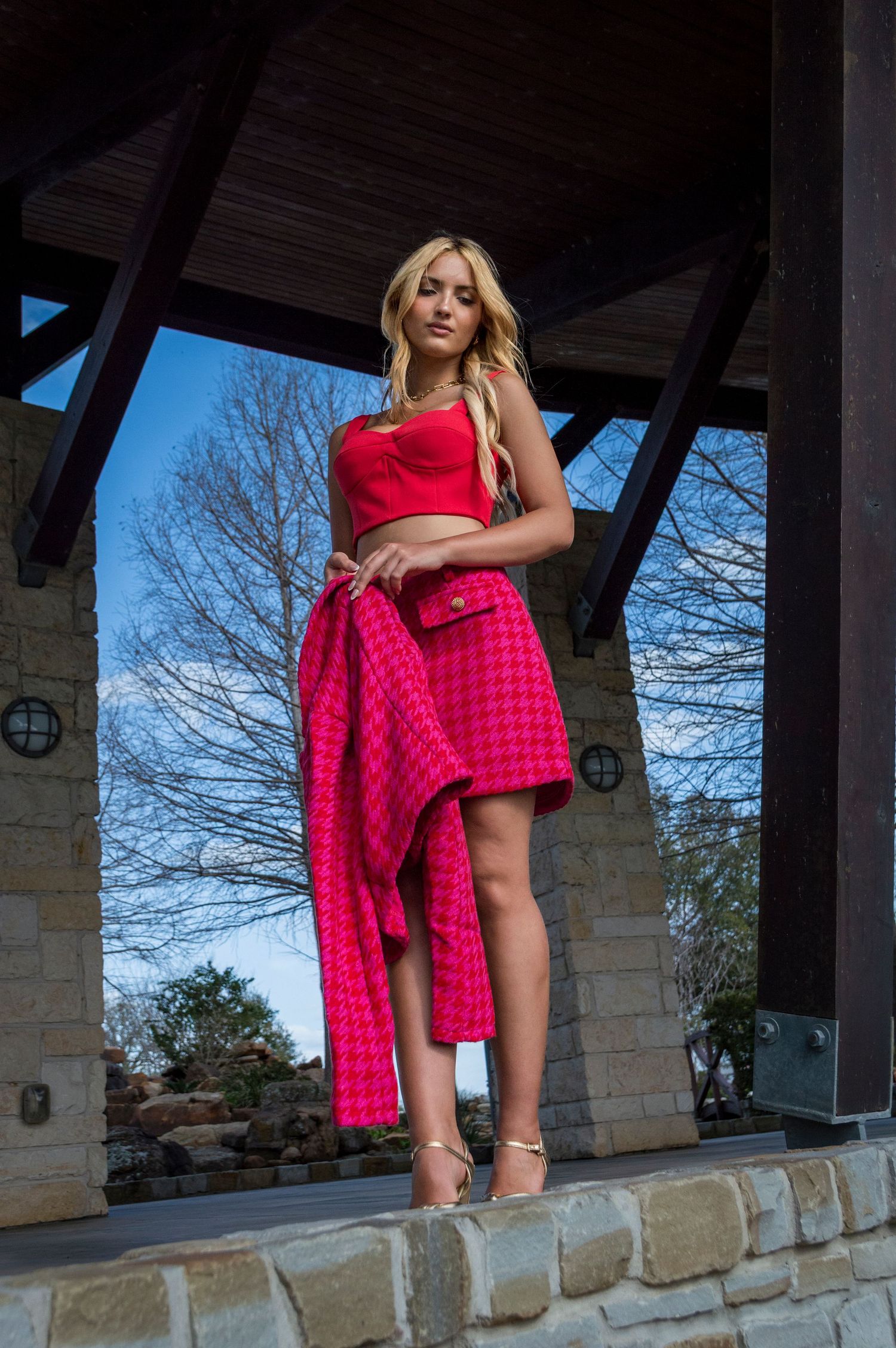 Fashion portrait shoot with female model and former Miss Teen Texas Bella Harvey in College Station, Texas
