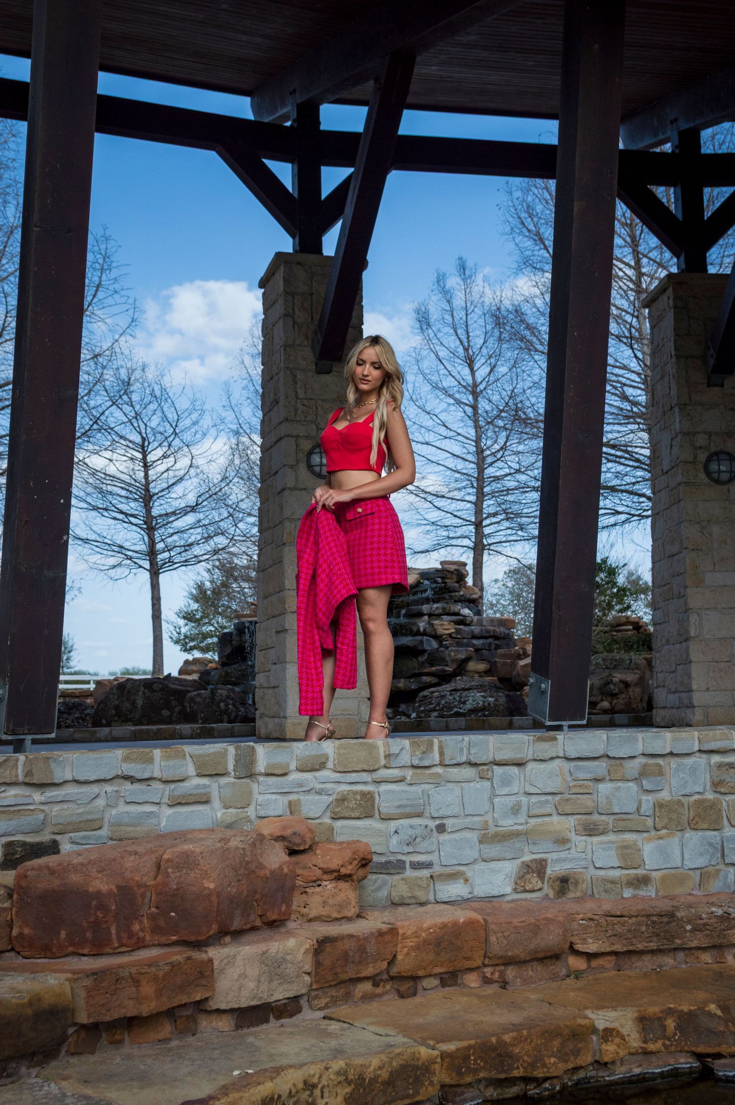 Fashion portrait shoot with female model and former Miss Teen Texas Bella Harvey in College Station, Texas