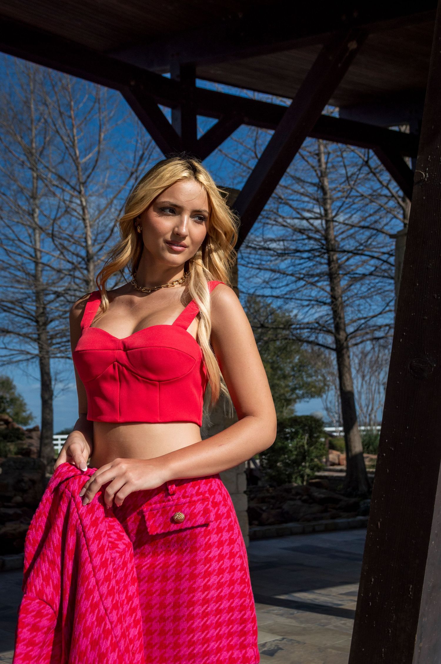 Fashion portrait shoot with female model and former Miss Teen Texas Bella Harvey in College Station, Texas