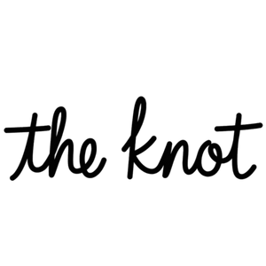 The Knot logo in black script lettering on white background.