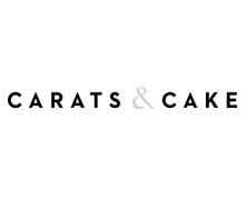 Carats & Cake logo text in minimal black typography on white background.