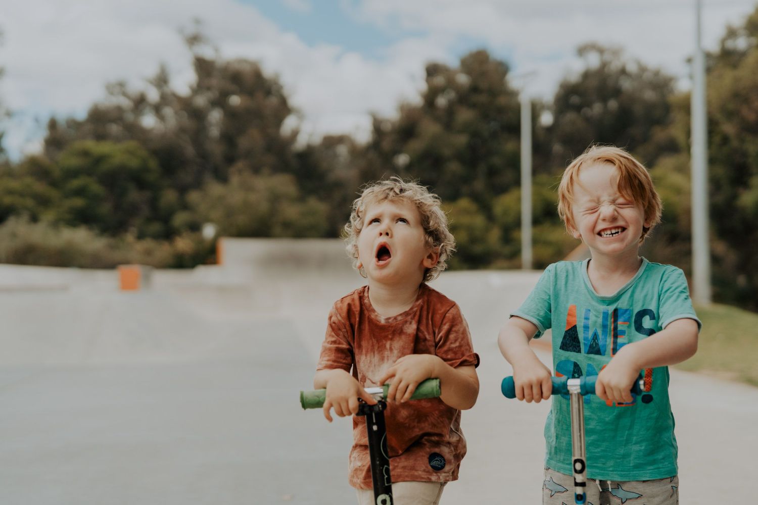 Two children at a skate park