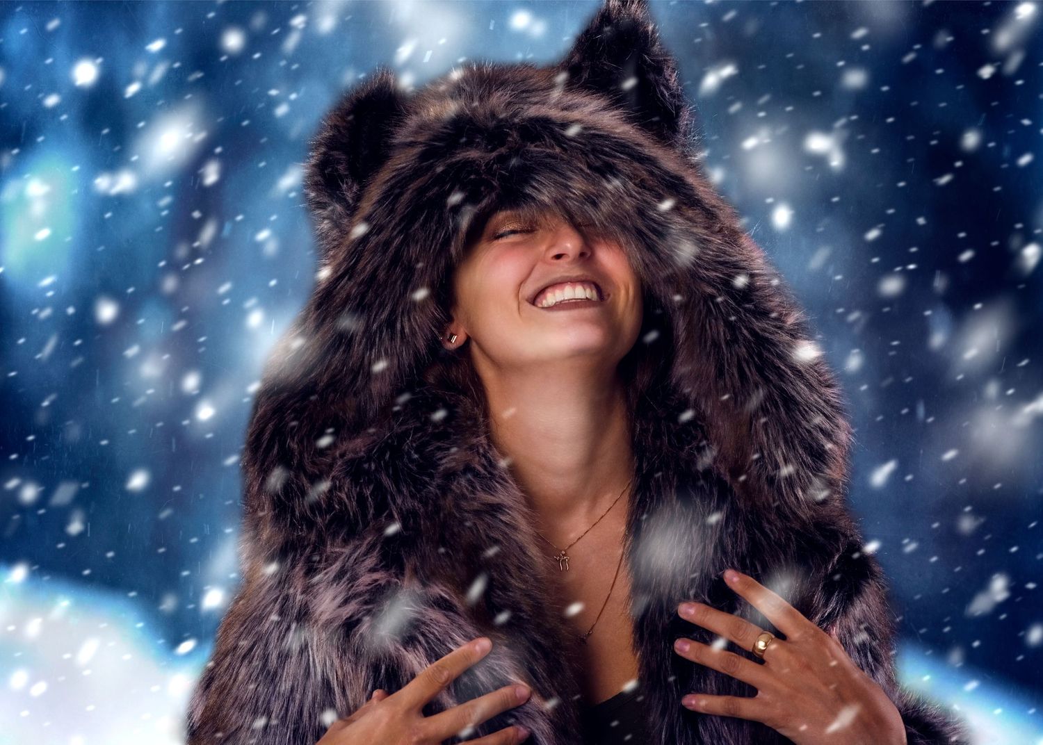 wolf, snow, model, happy, joy, creative, actor