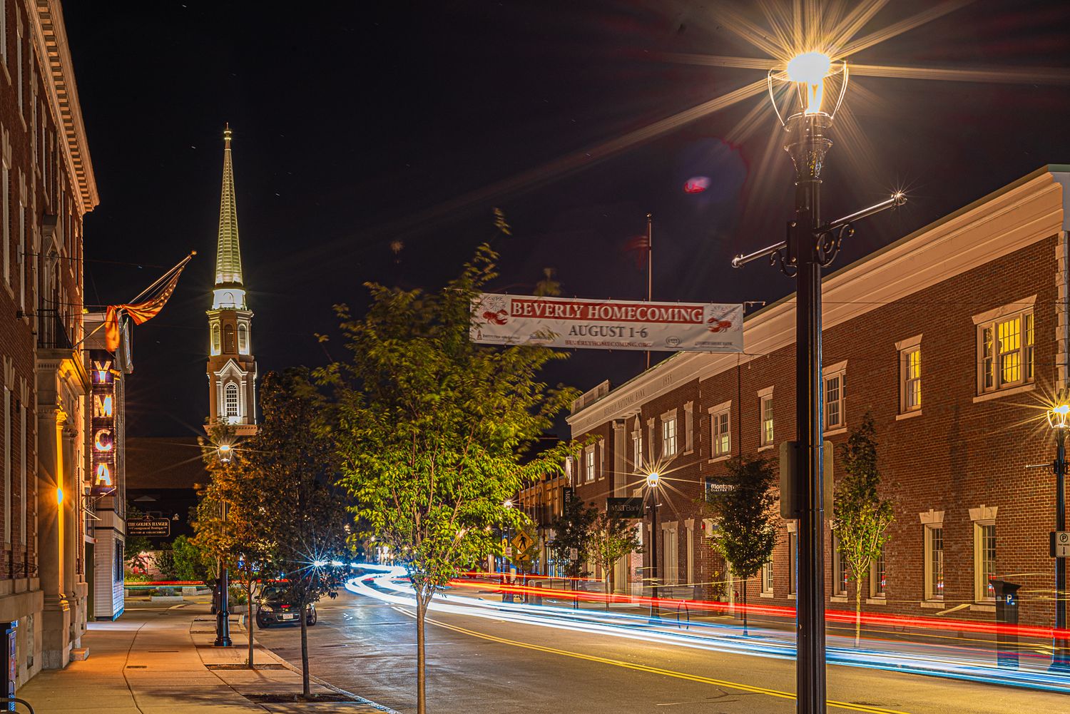 Cabot St Downtown Beverly Massachusetts Photography at Night